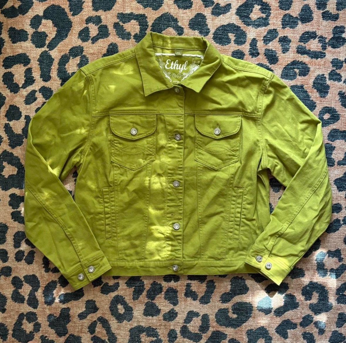 Other Vintage Ethyl Lime Green Jean Jacket Size XL / US 12-14 / IT 48-50 - 1 Thumbnail