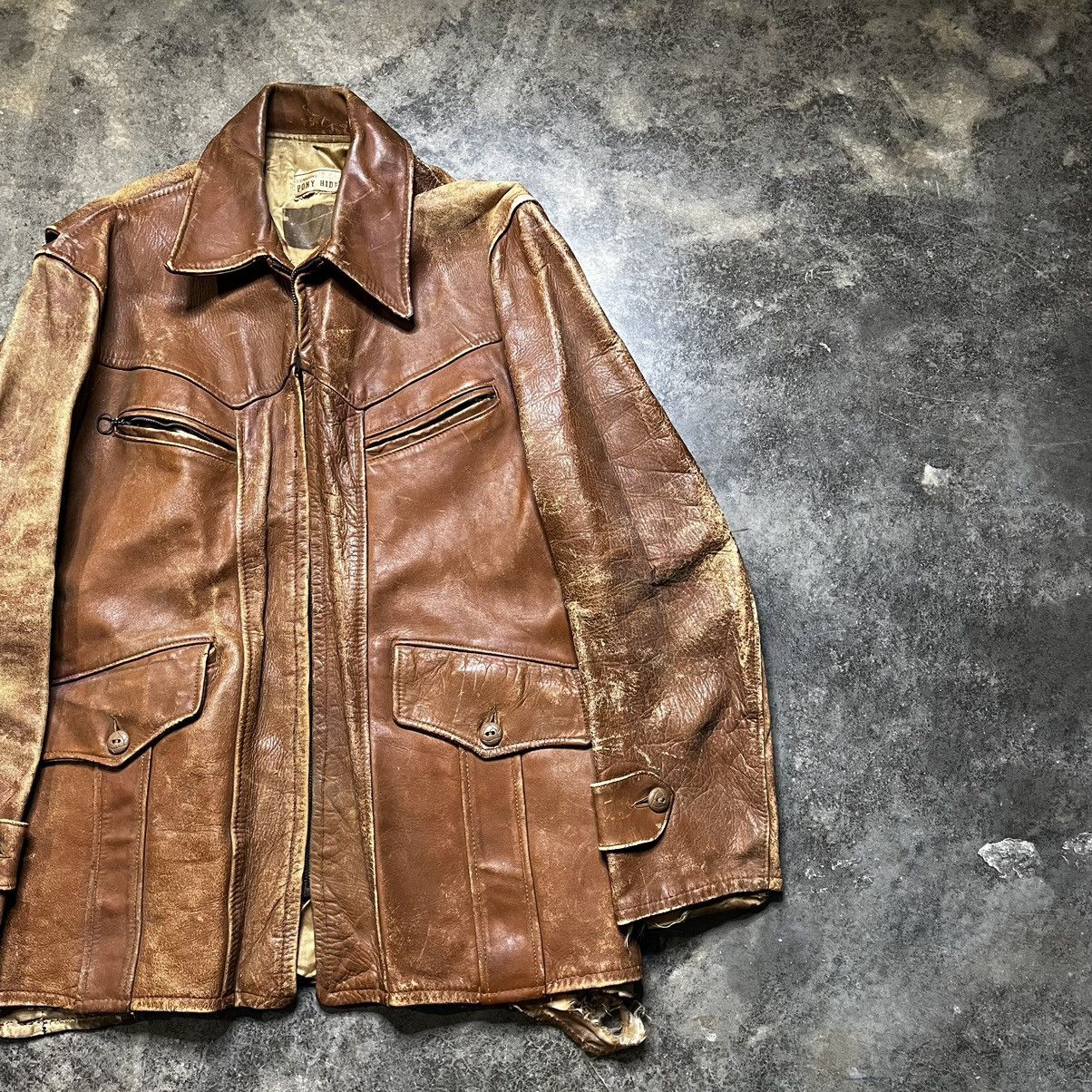 Vintage vintage 50s 60s real pony hide leather jacket Size US L / EU 52-54 / 3 - 3 Thumbnail