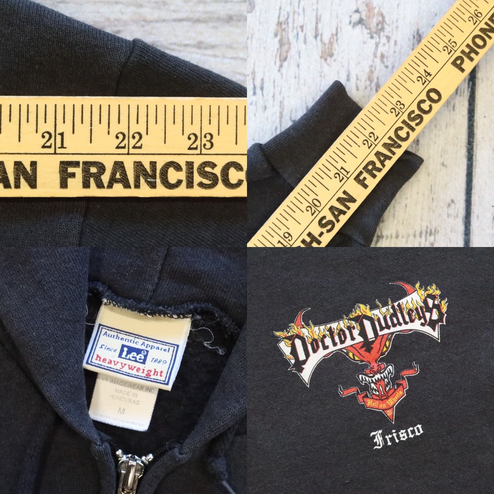 Lee Vintage Lee Frisco Hell On Wheels Hoodie Sweatshirt Black Mens M Foldable Zip Hoodie Size US M / EU 48-50 / 2 - 8 Thumbnail
