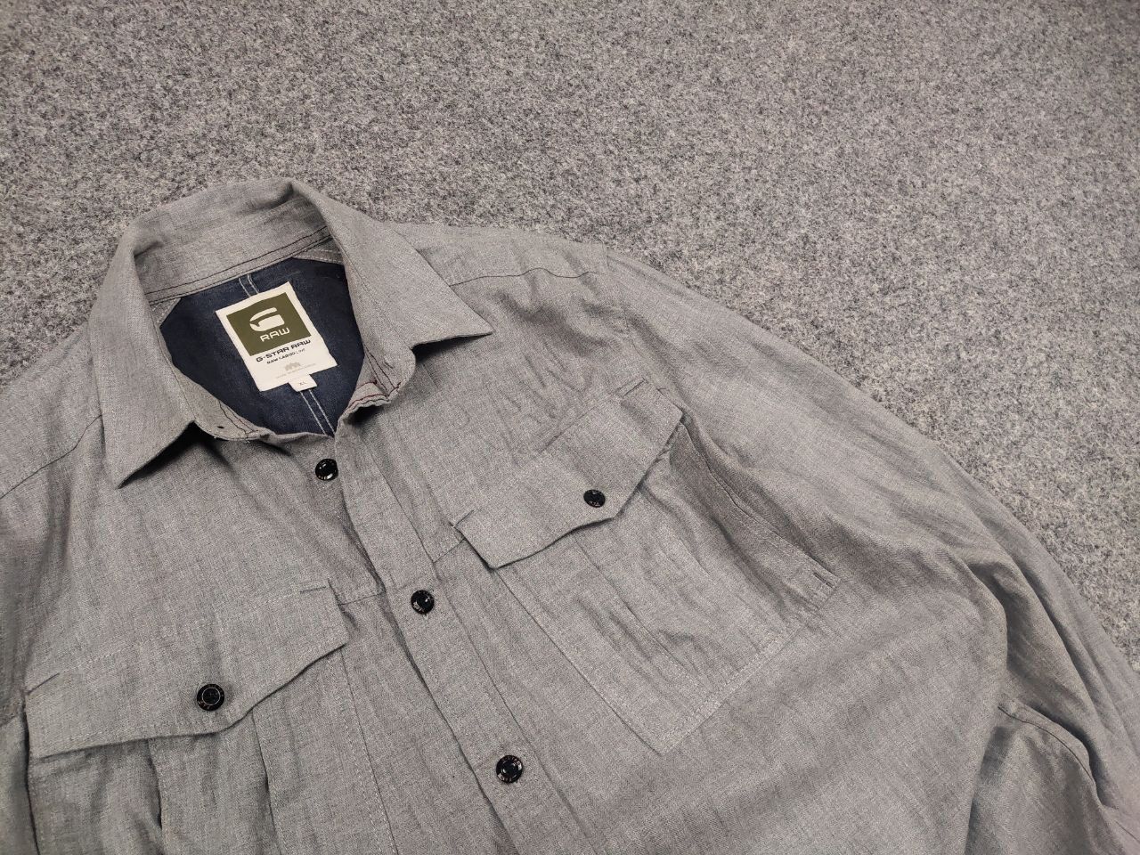 G-Star G Star Raw Rovic Cargo Pocket Gray Long sleeve button Shirt Size US L / EU 52-54 / 3 - 4 Thumbnail
