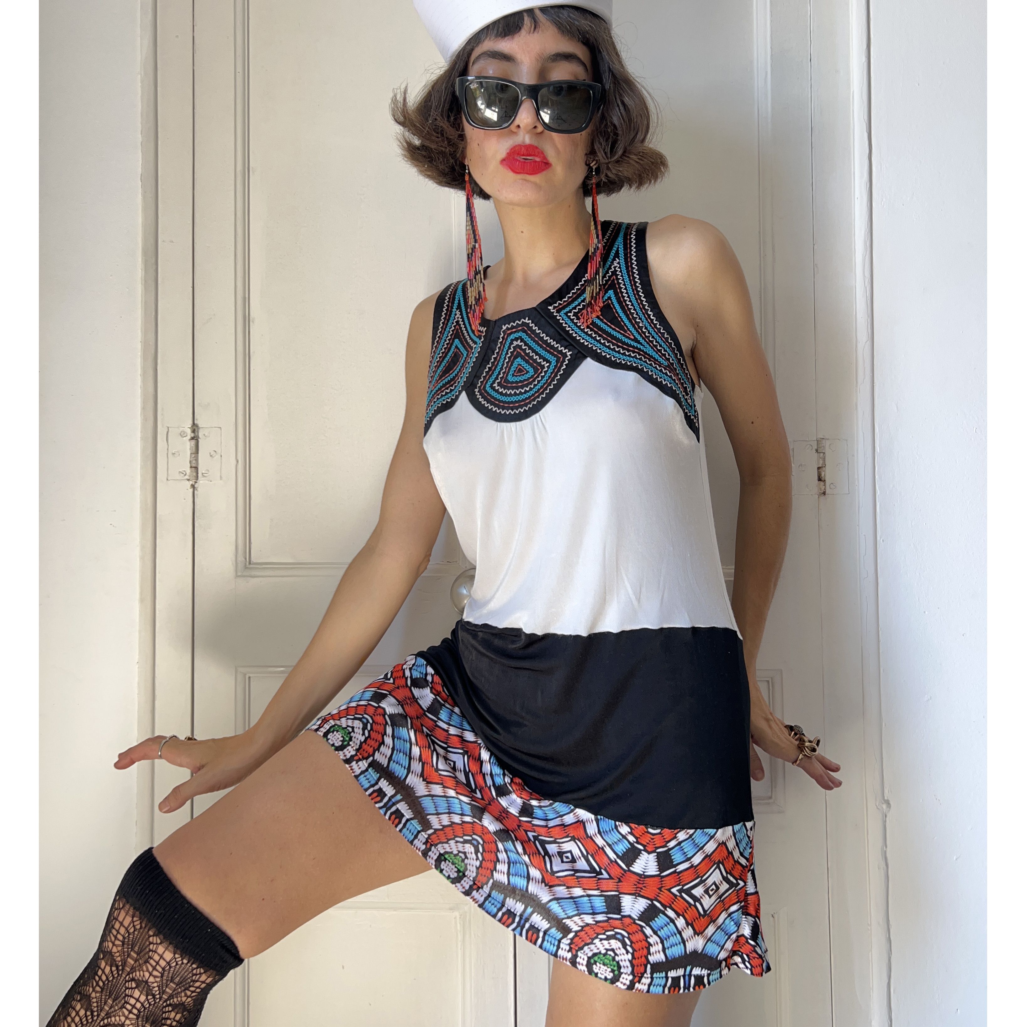 Custo Barcelona Y2K Custo Barcelona Graphic Mesh Shift Dress Size L / US 10 / IT 46 - 1 Thumbnail