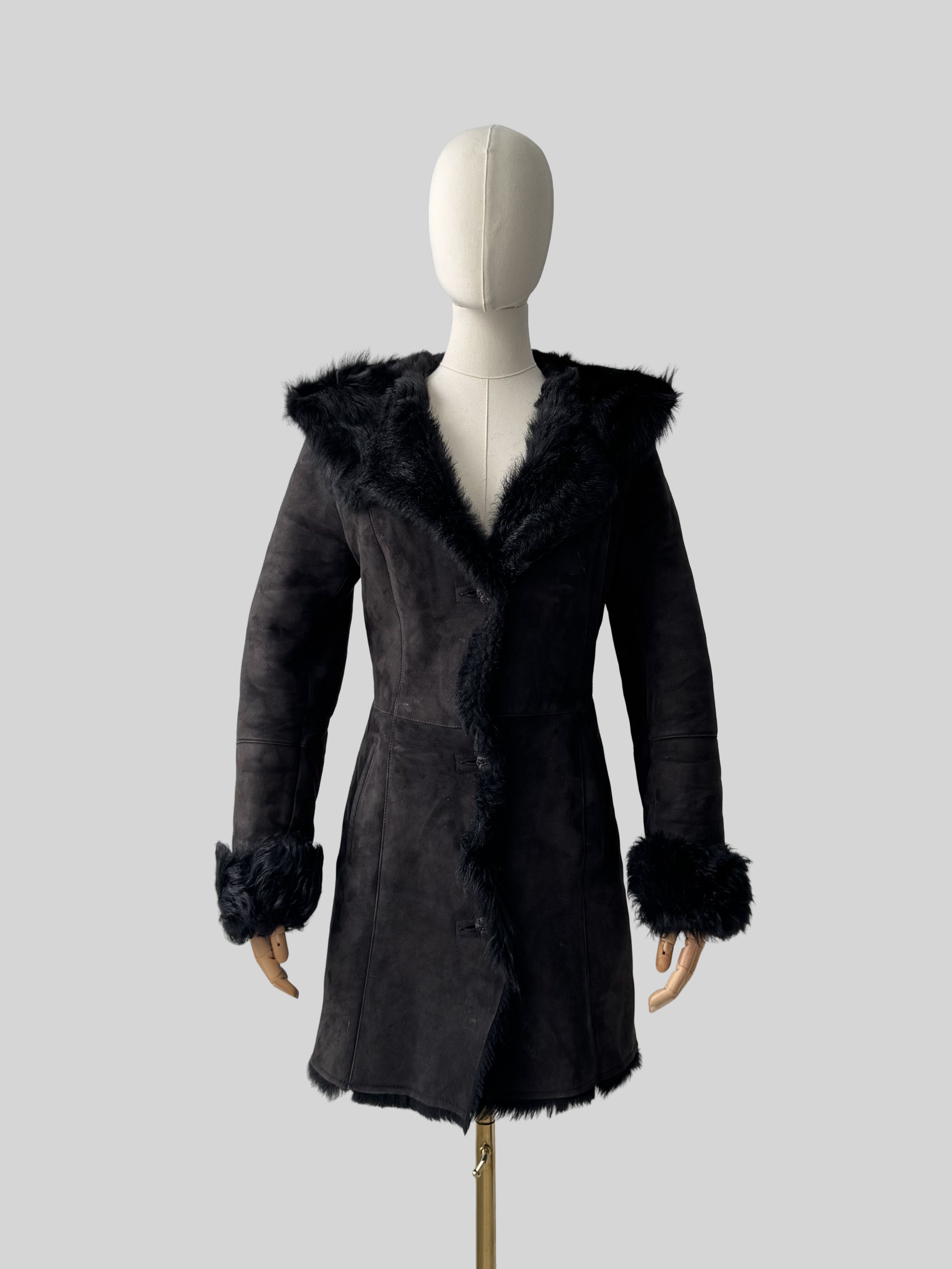 Vintage Vintage Real Sheepskin Hooded Coat (D10)(D15) Size XS / US 0-2 / IT 36-38 - 1 Thumbnail
