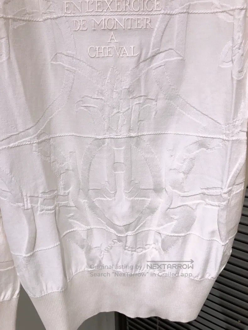Hermes Hermes White jacquard embroidery knitted long-sleeve top Size S / US 4 / IT 40 - 4 Thumbnail