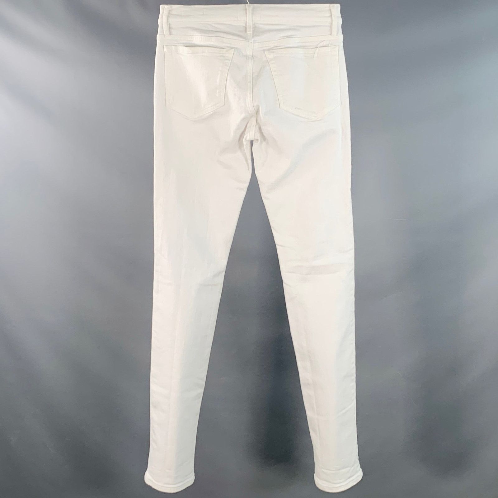 Frame FRAME Rips White Twill Cotton Distressed Low Rise Skinny Size US 29 - 3 Thumbnail