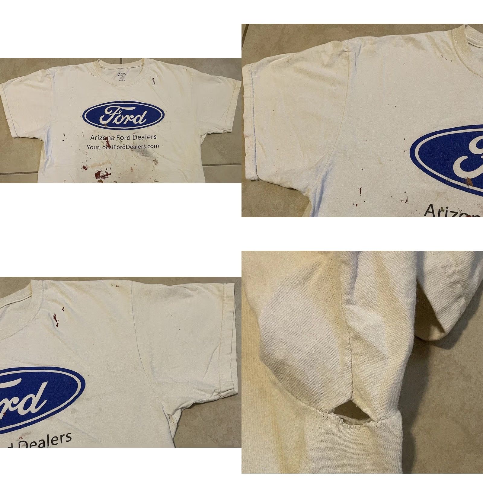 Ford VINTAGE Ford Thrashed Faded Distressed Paint Shirt L White NASCAR Grunge 90s Y2K Mens T-Shirt Racing Car Can-Am USA Size US L / EU 52-54 / 3 - 8 Thumbnail