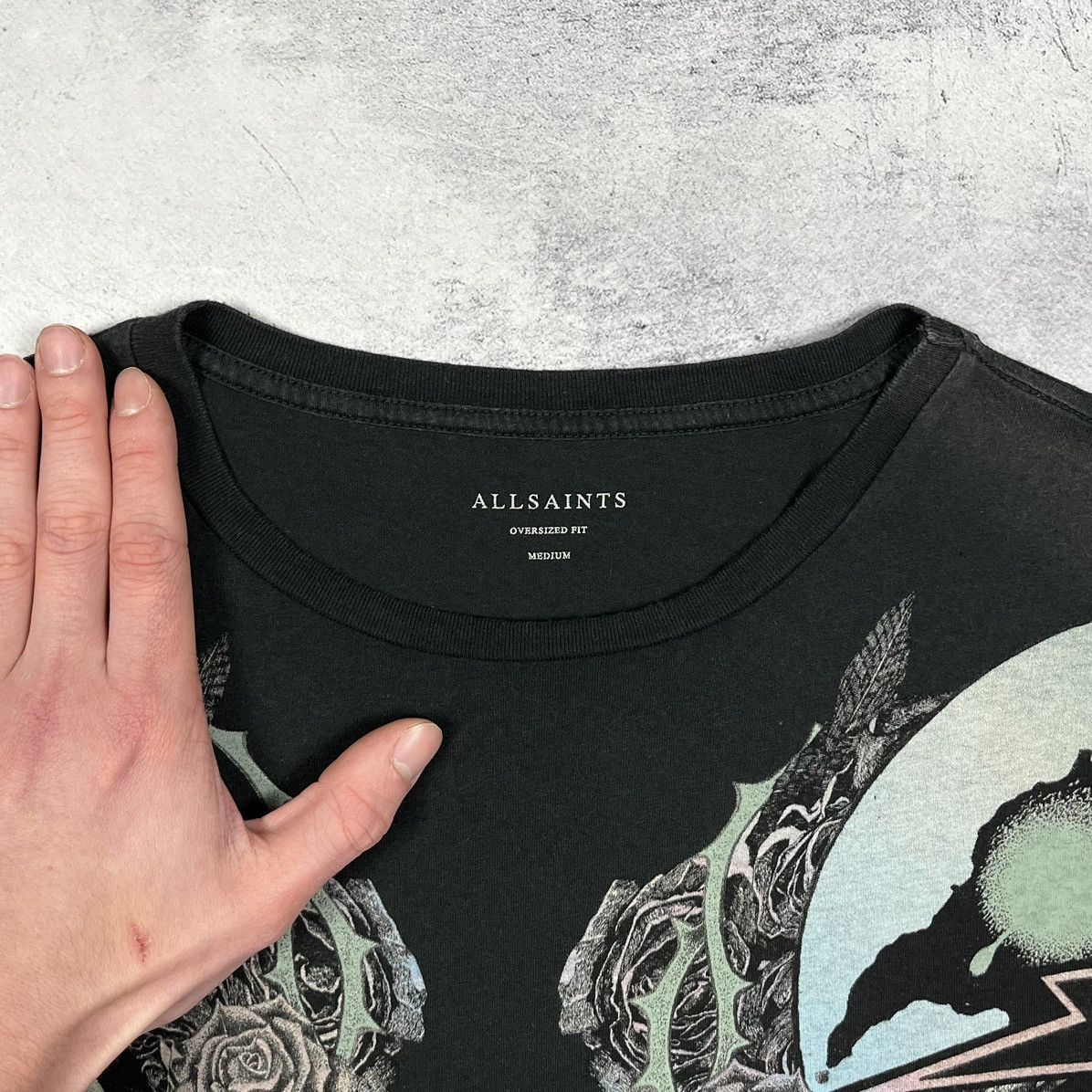 Allsaints Designer AllSaints Orbit Skulls Big Logo Oversize T Shirt Size US M / EU 48-50 / 2 - 10 Thumbnail