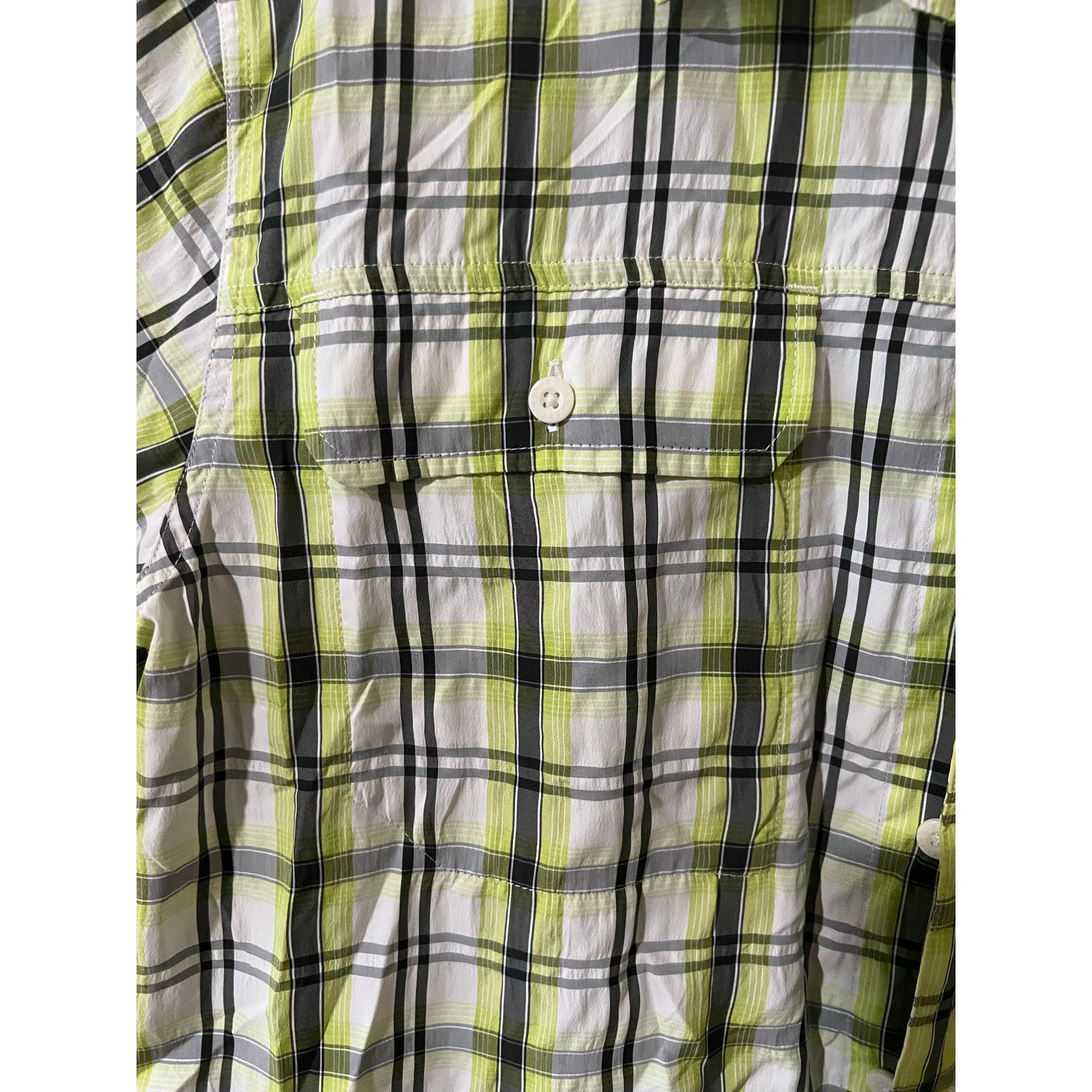 Eddie Bauer Adventure Button Front Shirt Plaid Short Sleeves Green Top Size US XL / EU 56 / 4 - 3 Thumbnail