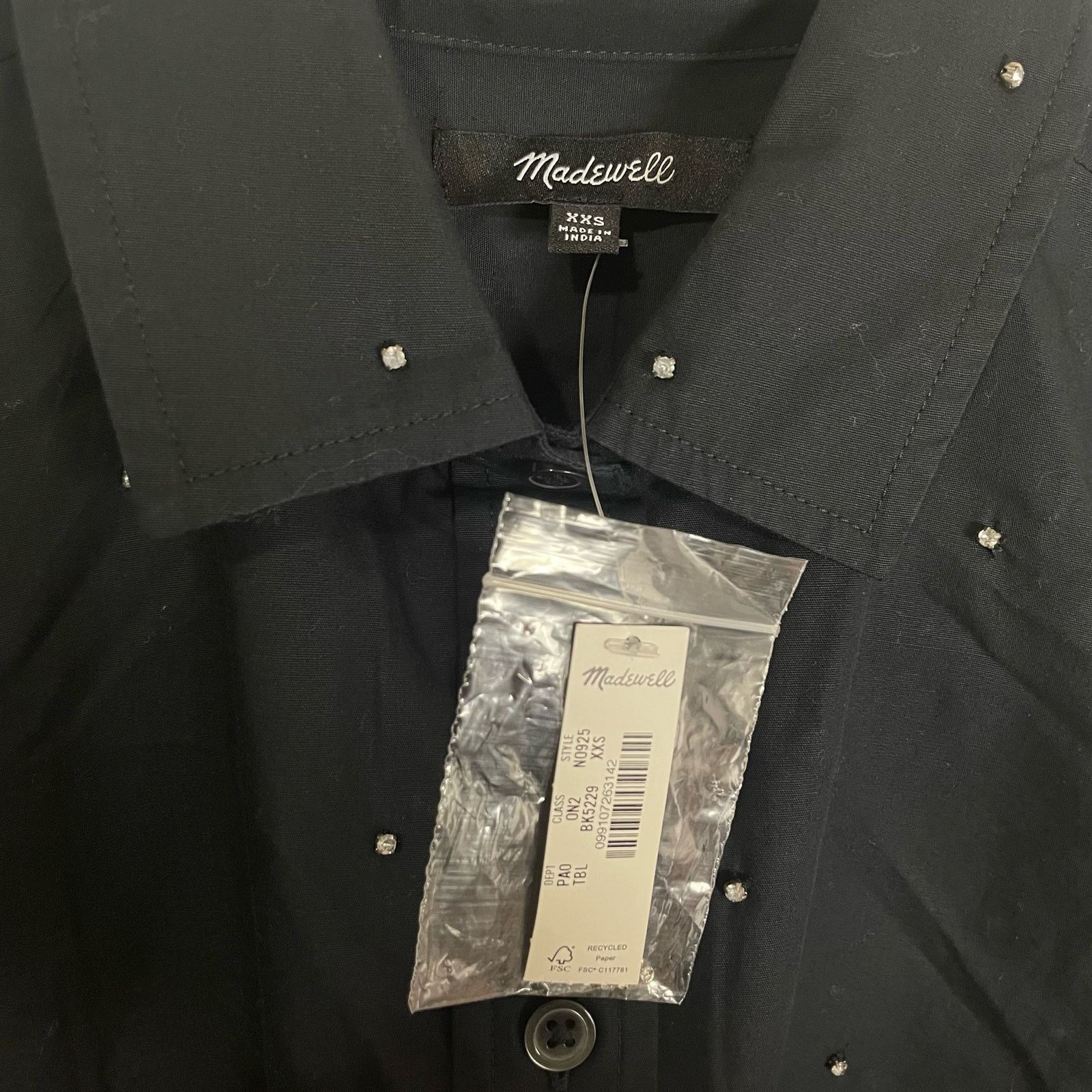 Madewell Madewell Poplin Embellished Button Up Shirt US Women's XXS Size XXS / US 00 / IT 34 - 3 Thumbnail