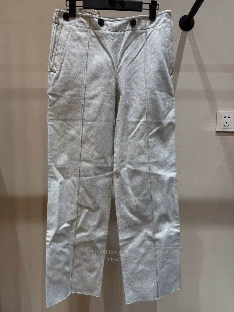 Hermes Hermes White women's casual pants, classic straight fit Size 42" / US 20 - 1 Thumbnail