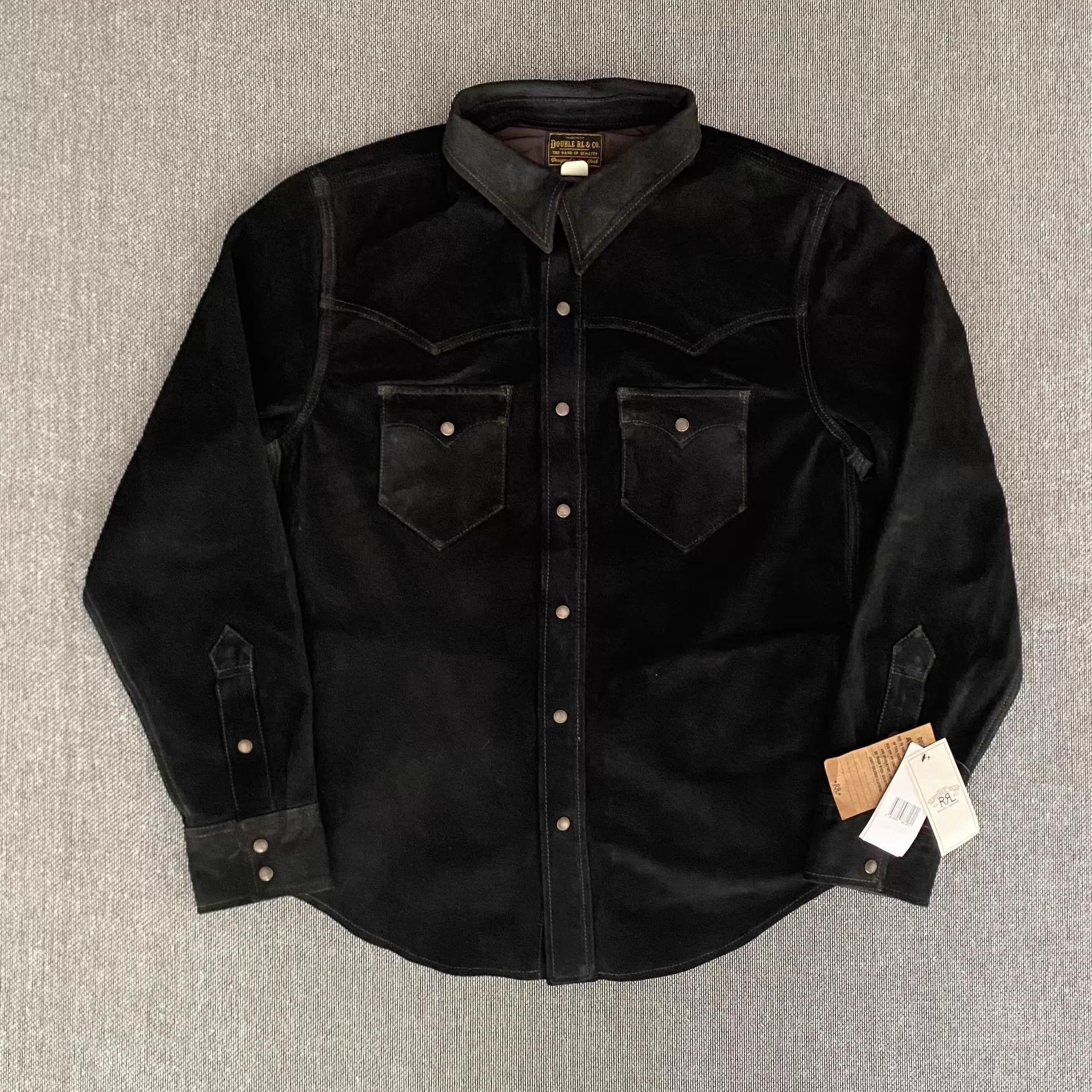 Polo Ralph Lauren RRL Vintage Western Nubuck Leather Shirt Black M Size US M / EU 48-50 / 2 - 1 Thumbnail