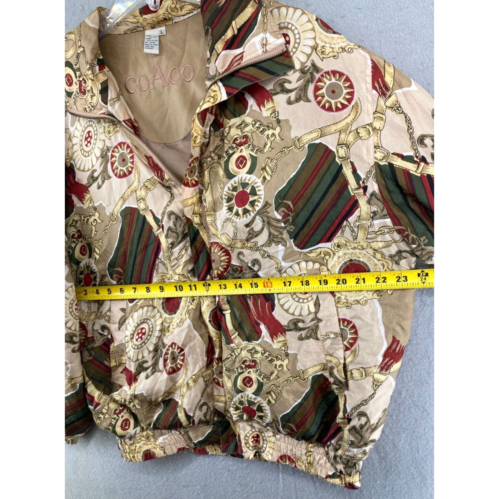 Vintage Coaco Womens Equestrian Jacket Large 100% Silk Chains Size L / US 10 / IT 46 - 2 Thumbnail