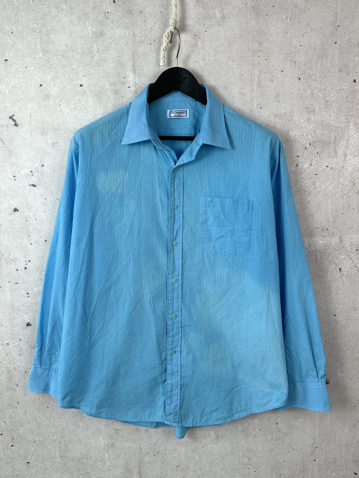 Yves Saint Laurent Vintage YvesSaintLaurent Blue Cotton Logo Long Sleeve Shirt Size US XXL / EU 58 / 5 - 1 Thumbnail