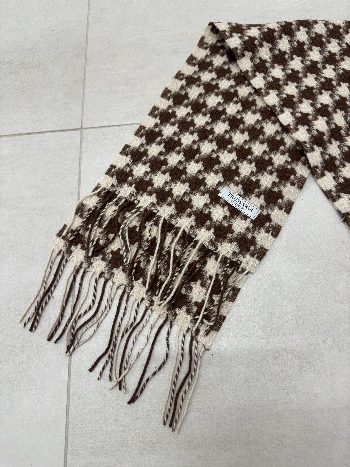 Trussardi Trussardi Wool Scarf Wraps Brown Beige 182x25 cm Size ONE SIZE - 4 Thumbnail