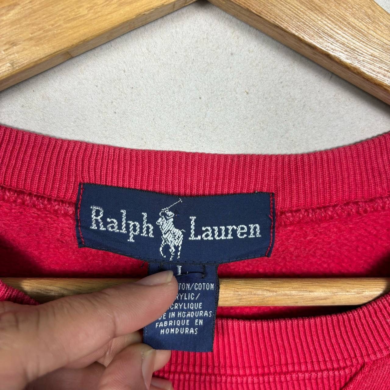 Polo Ralph Lauren Vintage Polo Ralph Lauren Red V-Stitch Crewneck Sweatshirt Size US L / EU 52-54 / 3 - 4 Thumbnail