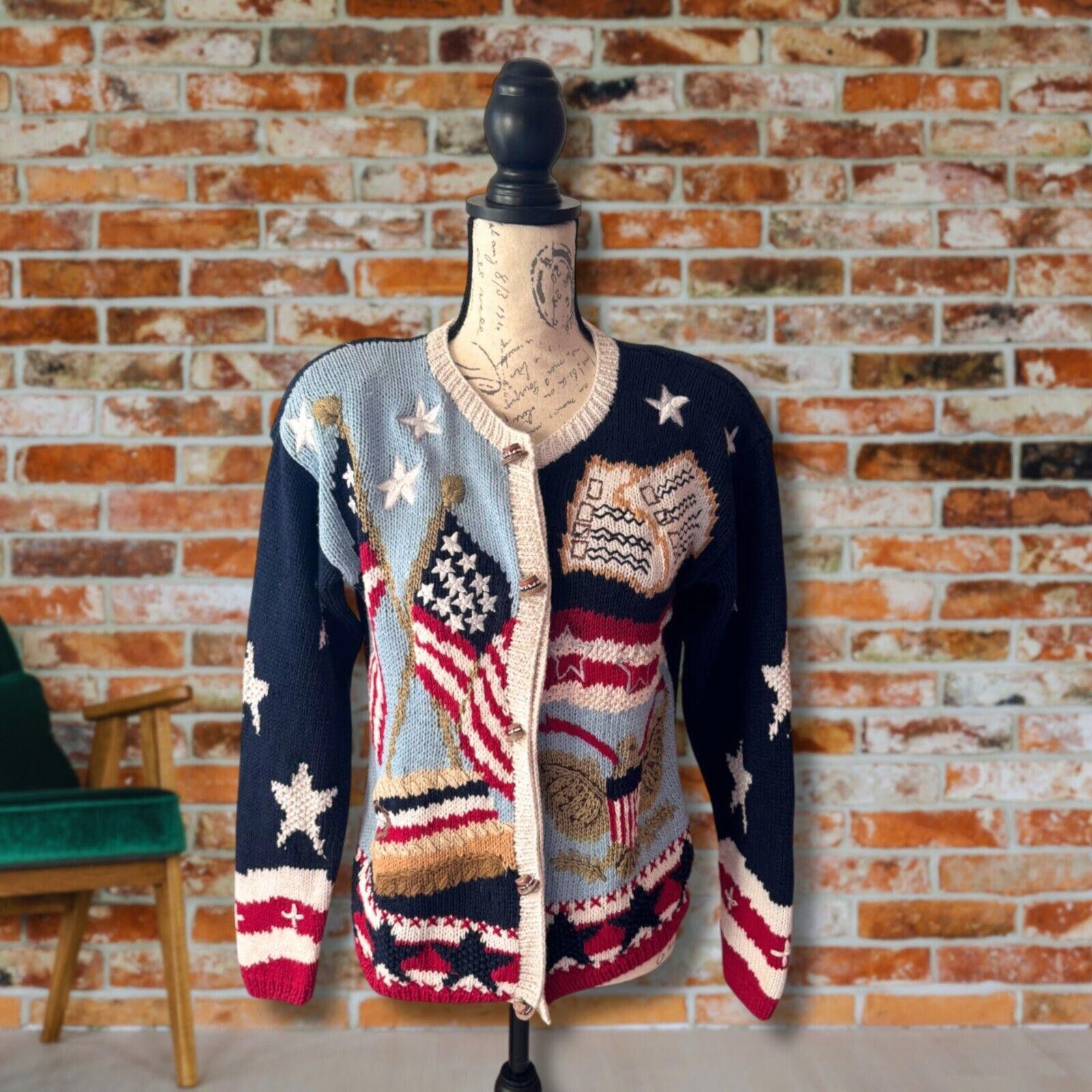 Other Vintage Eagle's Eye Collectibles Patriotic USA Vote Cardigan Size S / US 4 / IT 40 - 1 Thumbnail