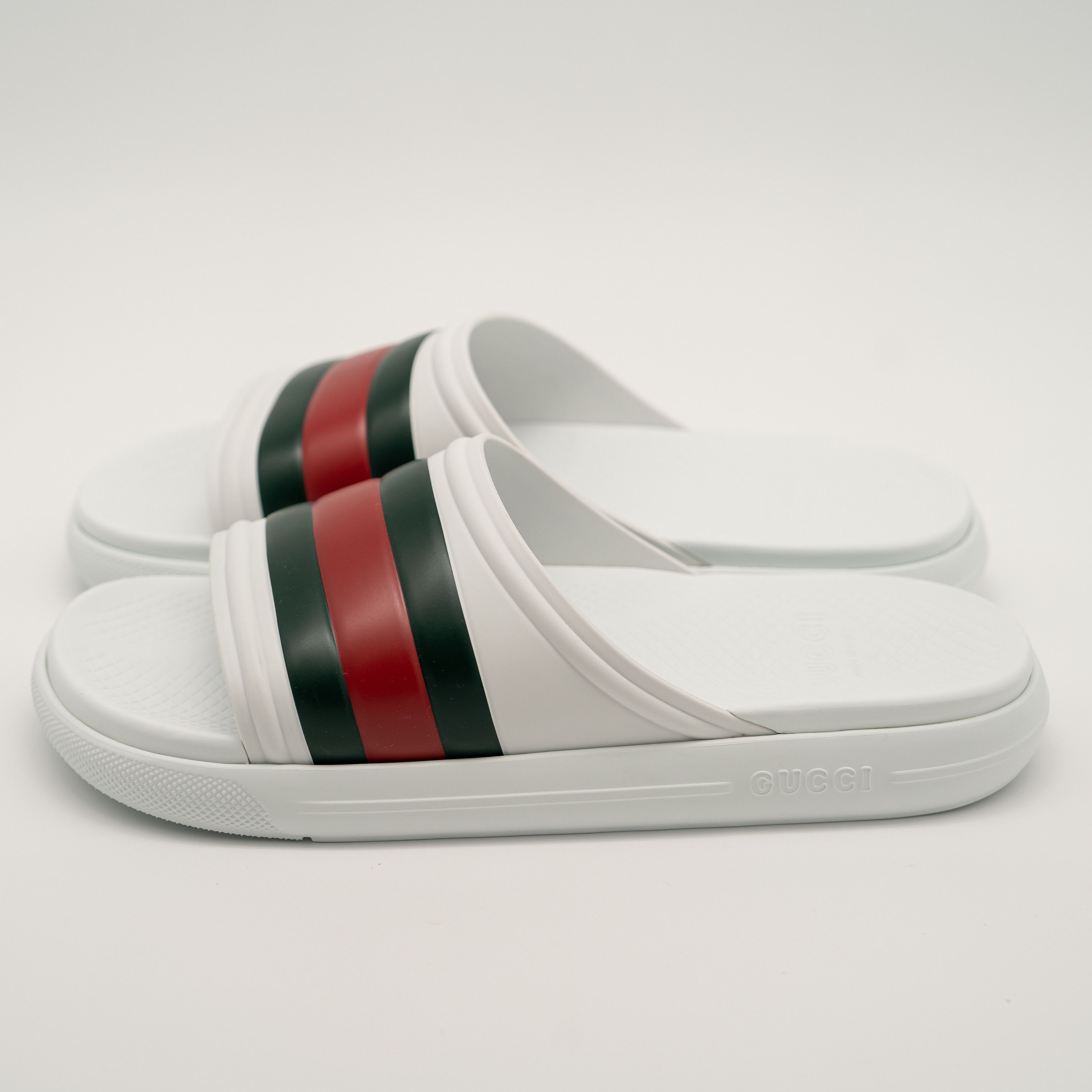 Gucci 8G 8.5 us Gucci Web Slides Sandals White Green Red Rubber Size US 8.5 / EU 41-42 - 4 Thumbnail