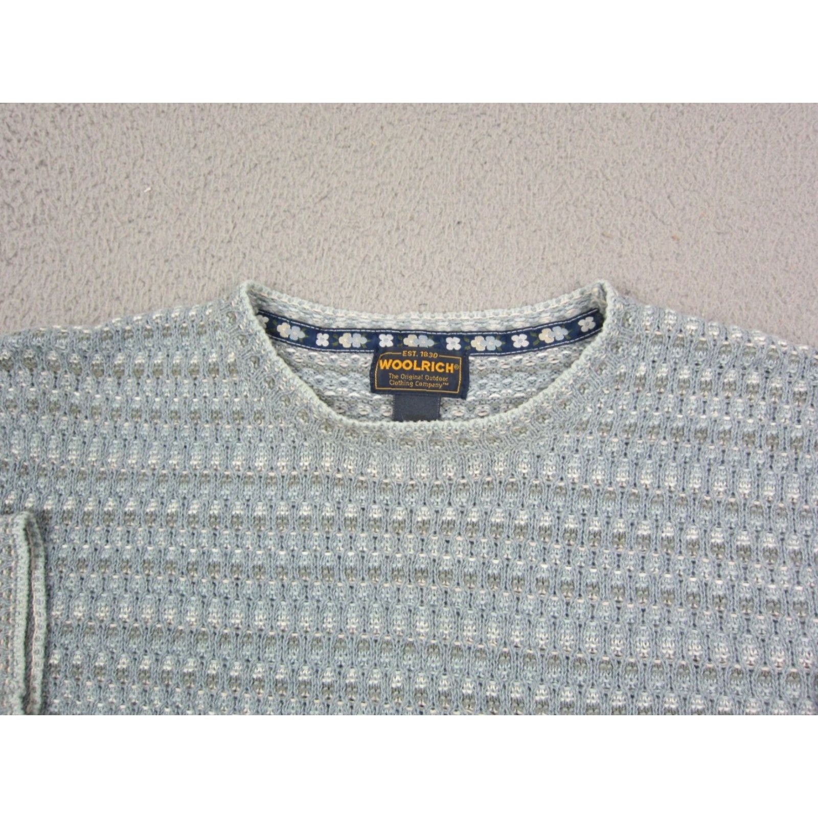 Vintage VINTAGE Woolrich Sweater Womens L Blue Knit Pullover 90s Casual Hippoe Crew Neck Cotton Ramie Knits Womens Size L / US 10 / IT 46 - 2 Thumbnail