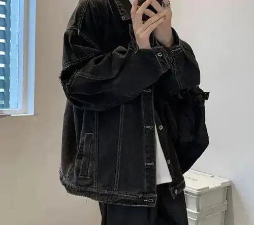 Other Retro Black Oversized Harajuku Denim Jacket Size US M / EU 48-50 / 2 - 3 Thumbnail