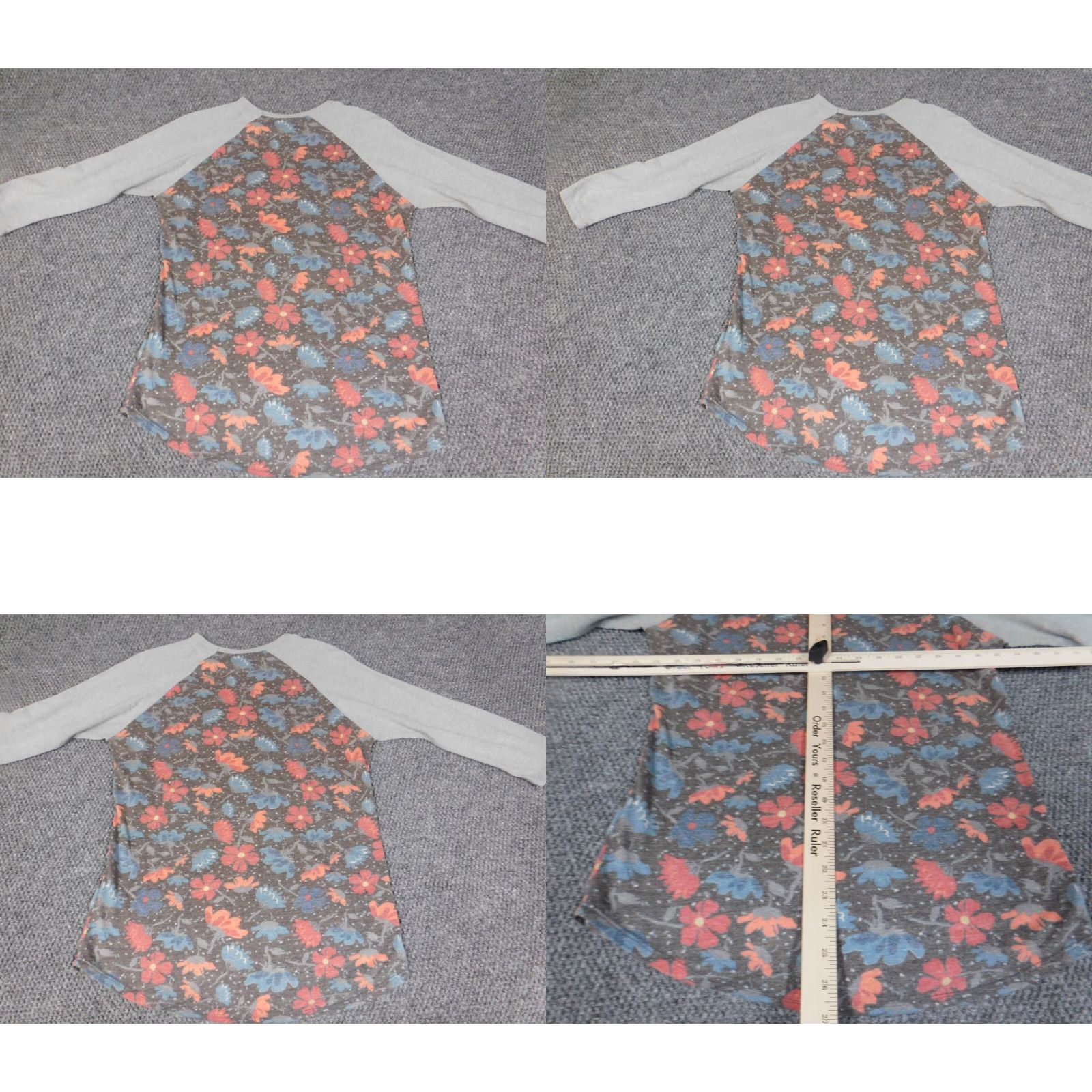 Vintage LuLaRoe Shirt Womens Medium Red Floral Short Sleeve Knit Cotton Polyester Pocket Collared Button-Down Regular Modern Vintage: No Size M / US 6-8 / IT 42-44 - 8 Thumbnail