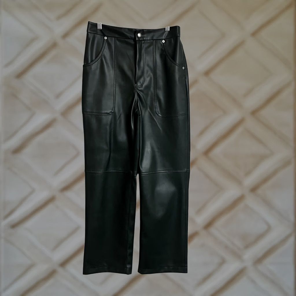 Vintage VINTAGE BLANK NYC Baxter Pants High Rise Green Faux Leather Wide Leg Pants 27 Women Size 27" / US 4 / IT 40 - 1 Thumbnail