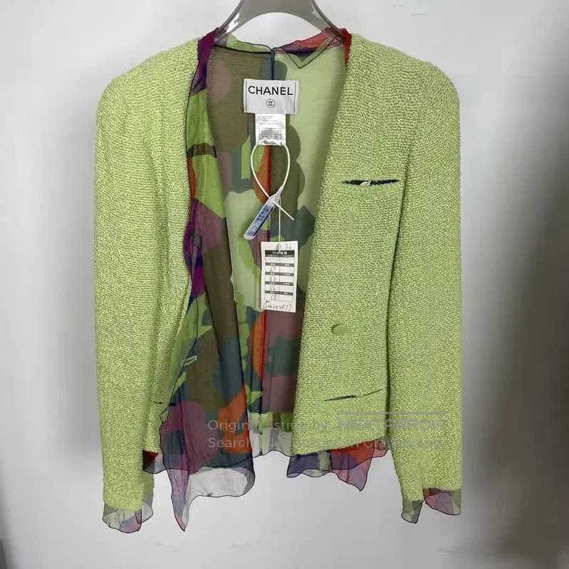 Chanel Chanel Green Cotton Long Sleeve Cardigan . Size S / US 4 / IT 40 - 1 Thumbnail
