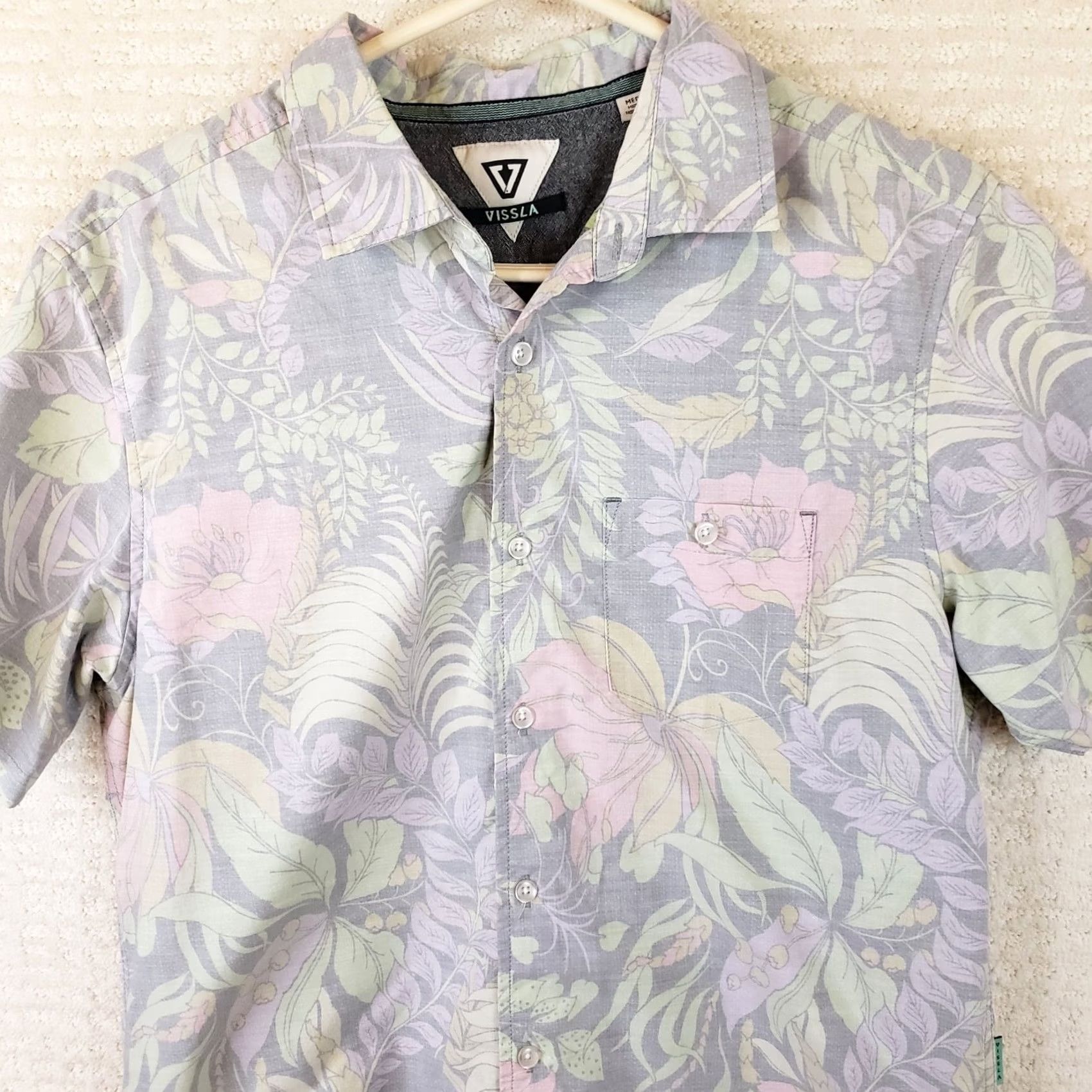 Vissla Vissla Button Up Shirt Men M Floral Print Short Sleeve Cotton Multicolor Holiday All Seasons Button-Down Collared Size US M / EU 48-50 / 2 - 2 Thumbnail
