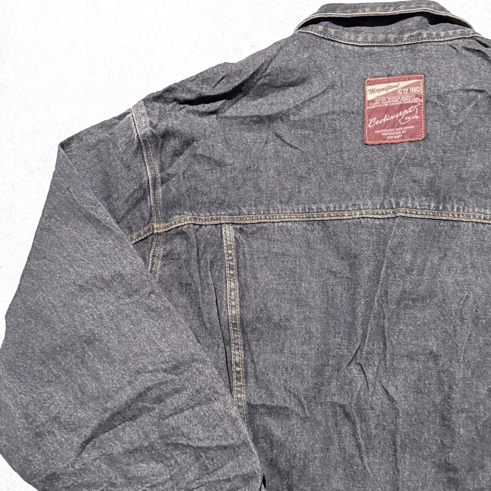 Denime Vintage Cedixsept Trucker Jacket Mens Black Denim Boxy Biker - 2XL Size US XXL / EU 58 / 5 - 7 Thumbnail
