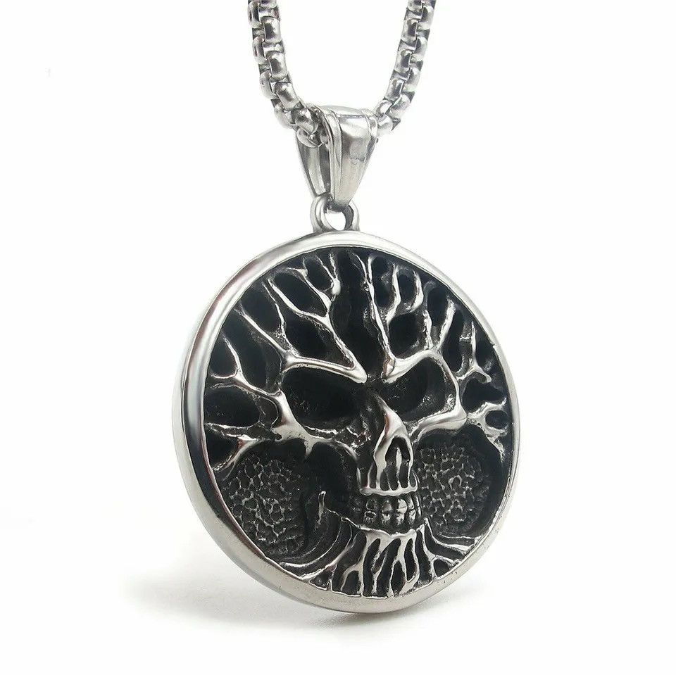 Jewelry Creative Stainless Steel Skull Dryad Pendant Necklace Size ONE SIZE - 4 Thumbnail