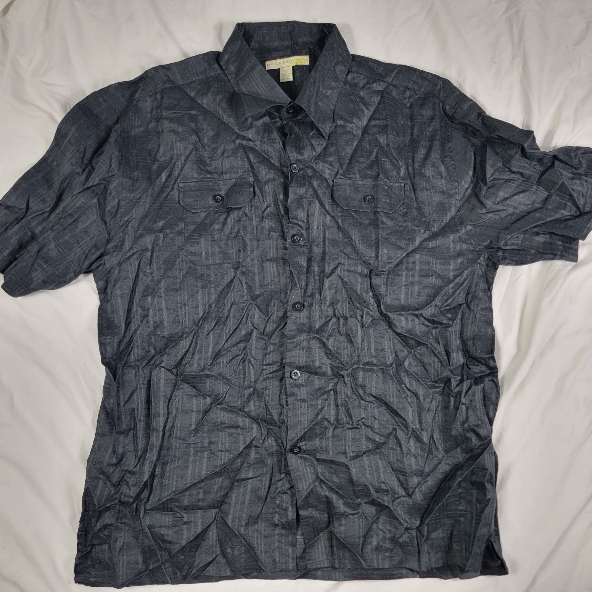 Other Syllables Mens 3XL Black Short Sleeve Button Up Shirt Formal Size US XXL / EU 58 / 5 - 1 Thumbnail