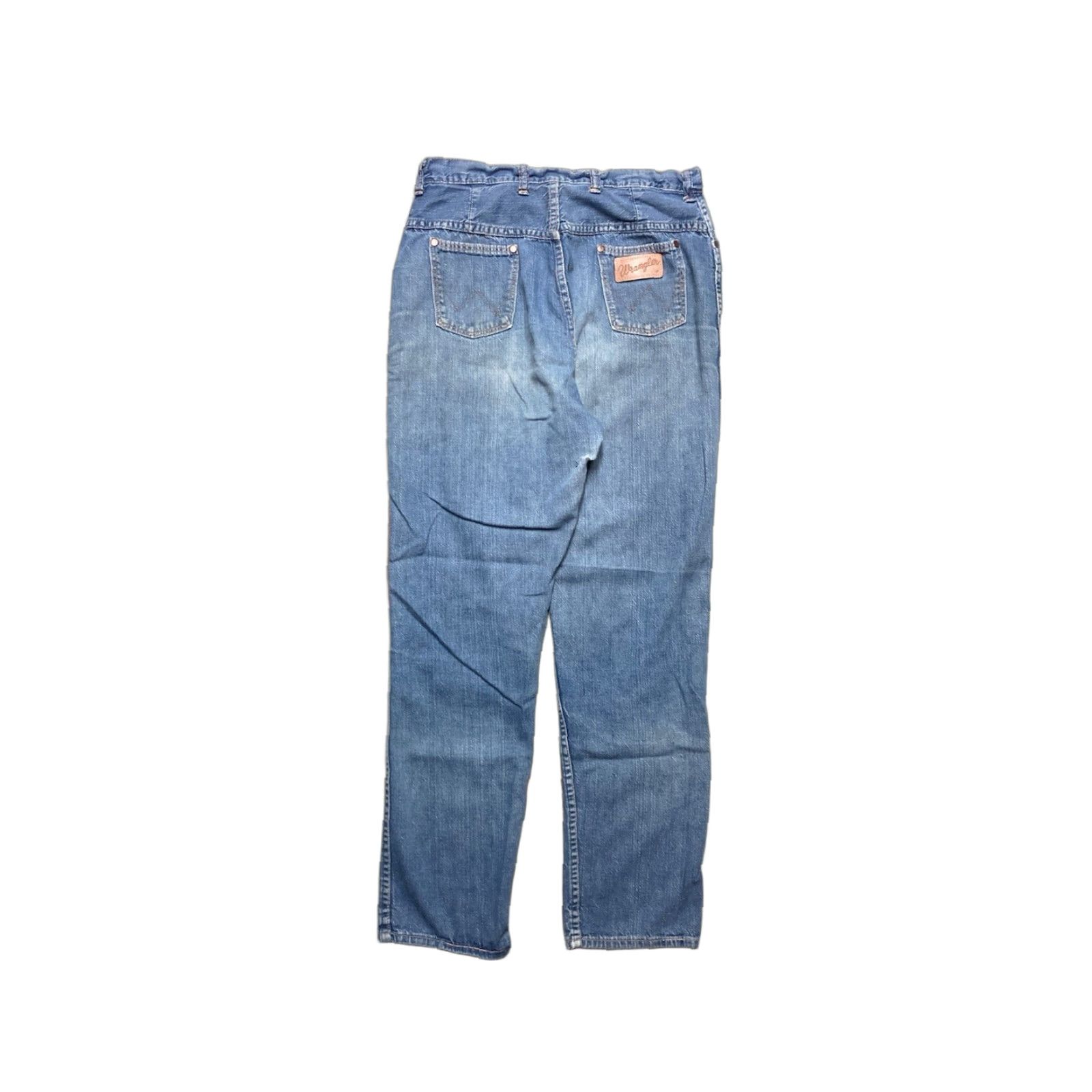 Wrangler VINTAGE Wrangler Jeans Women 60s Slim 18 Blue Denim Straight Jeans Women’s 18 Slim Wrangler Jeans Blue Slim 60s Vintage Misses Denim Whiskers Size 40" / US 18 - 1 Thumbnail