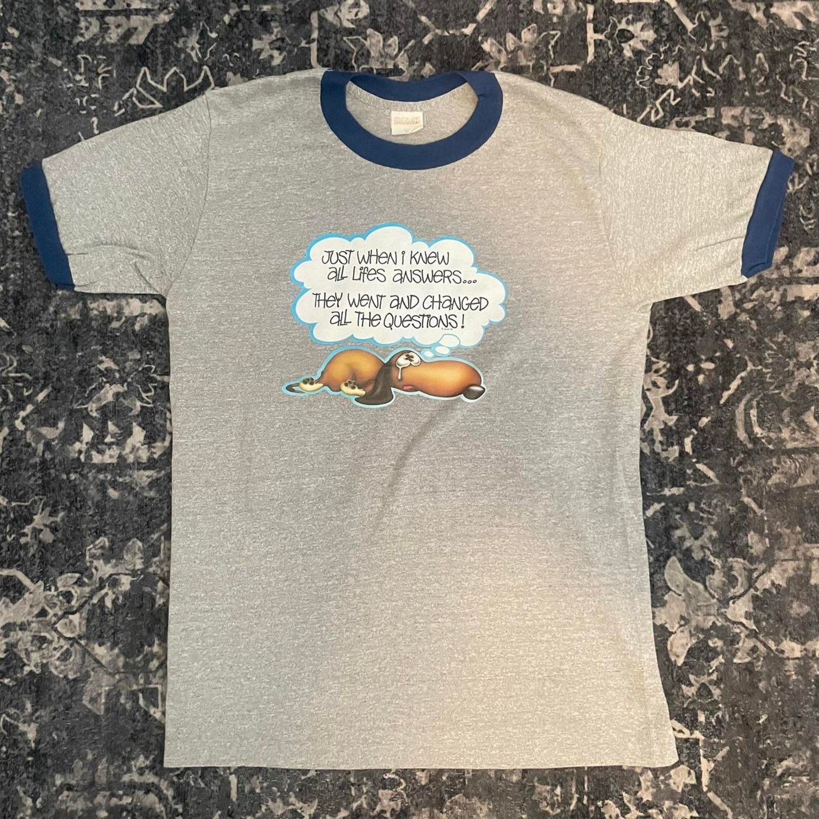 Vintage 70s 80s vintage single stitch grey ringer tee tees iron-on Size US S / EU 44-46 / 1 - 1 Thumbnail