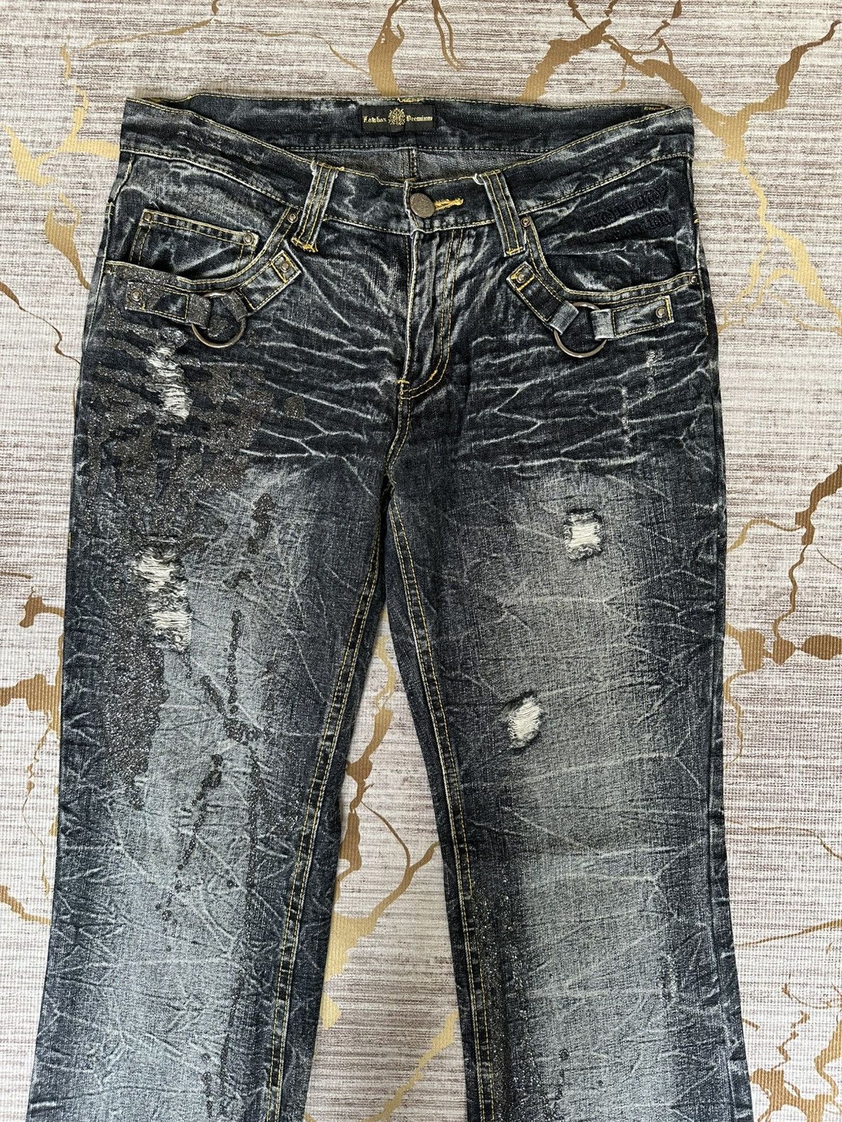 Tornado Mart FLARE Lowbox Premium Distressed Claw Marks Design Denim Size US 32 / EU 48 - 5 Thumbnail