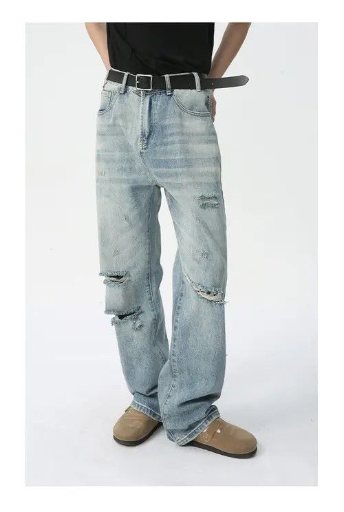 Jean American street cool damaged washed distressed jeans Size US 32 / EU 48 - 4 Thumbnail