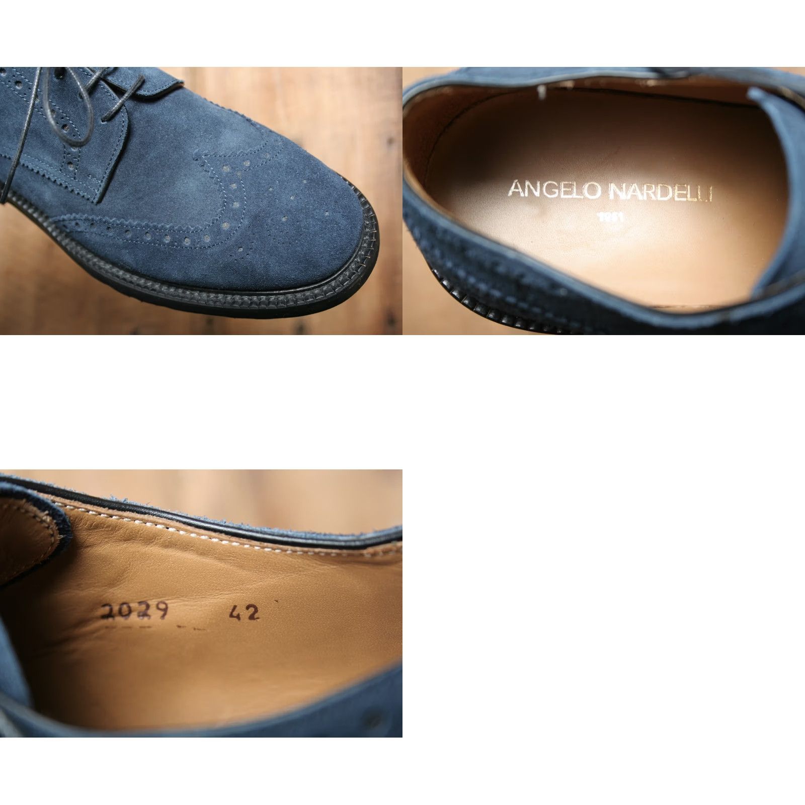 Angelo Nardelli ANGELO NARDELLI Blue Suede Wingtip Oxford Shoes EUR 42 US 9 Mens Leather Suede Oxford Wingtip Casual Lace Up Navy Blue Size US 9 / EU 42 - 8 Thumbnail