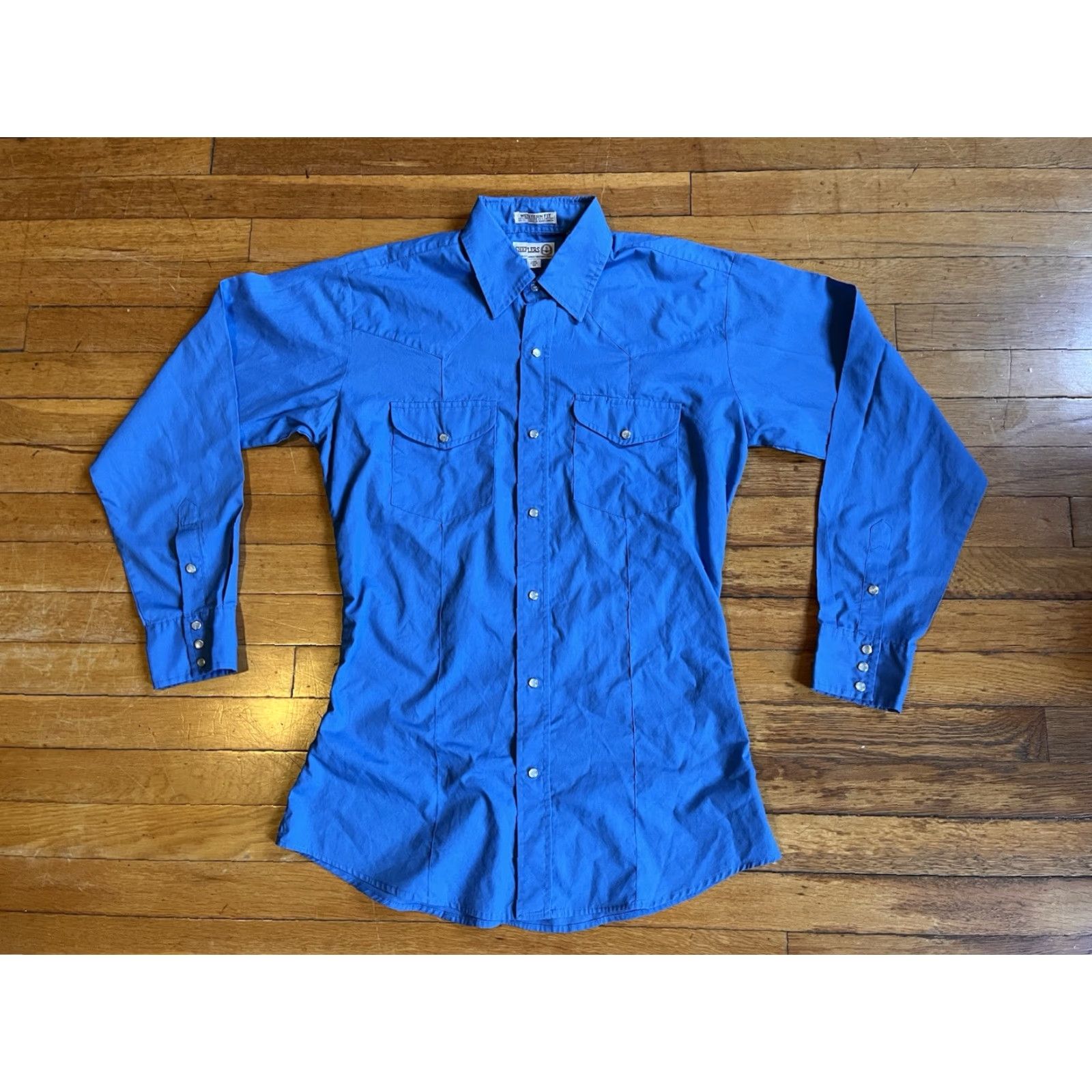 Vintage VINTAGE Sheplers Western Fit Shirt Men’s M Blue Pearl Snap Shirt Regular Mens Blue 80s Classic Cowboy Grunge USA Western Button-Up Shirt Size US M / EU 48-50 / 2 - 2 Thumbnail
