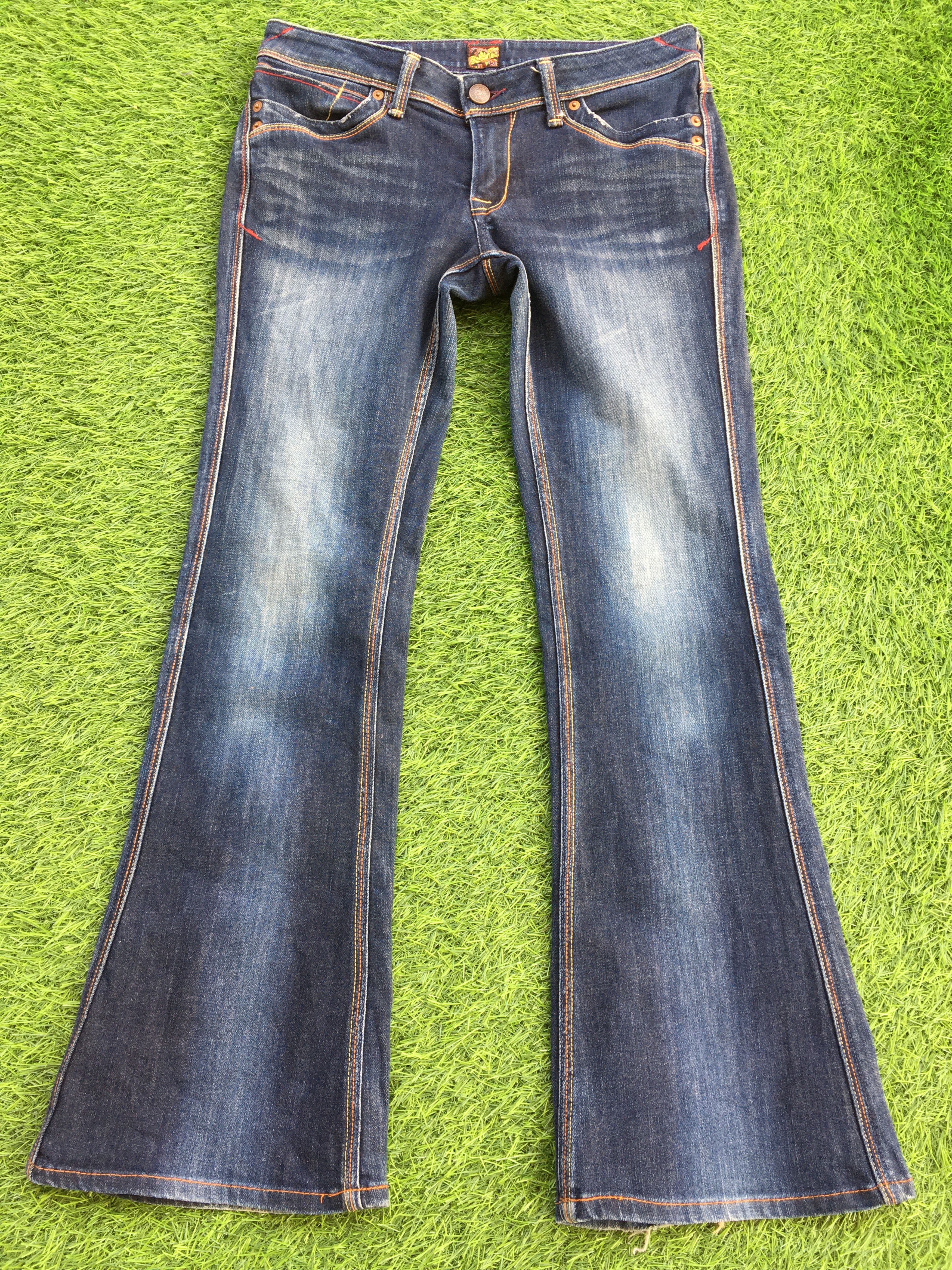 Japanese Brand Y2K Low Rise Distressed Flare Jeans D-1208 Size 26" / US 2 / IT 38 - 2 Thumbnail