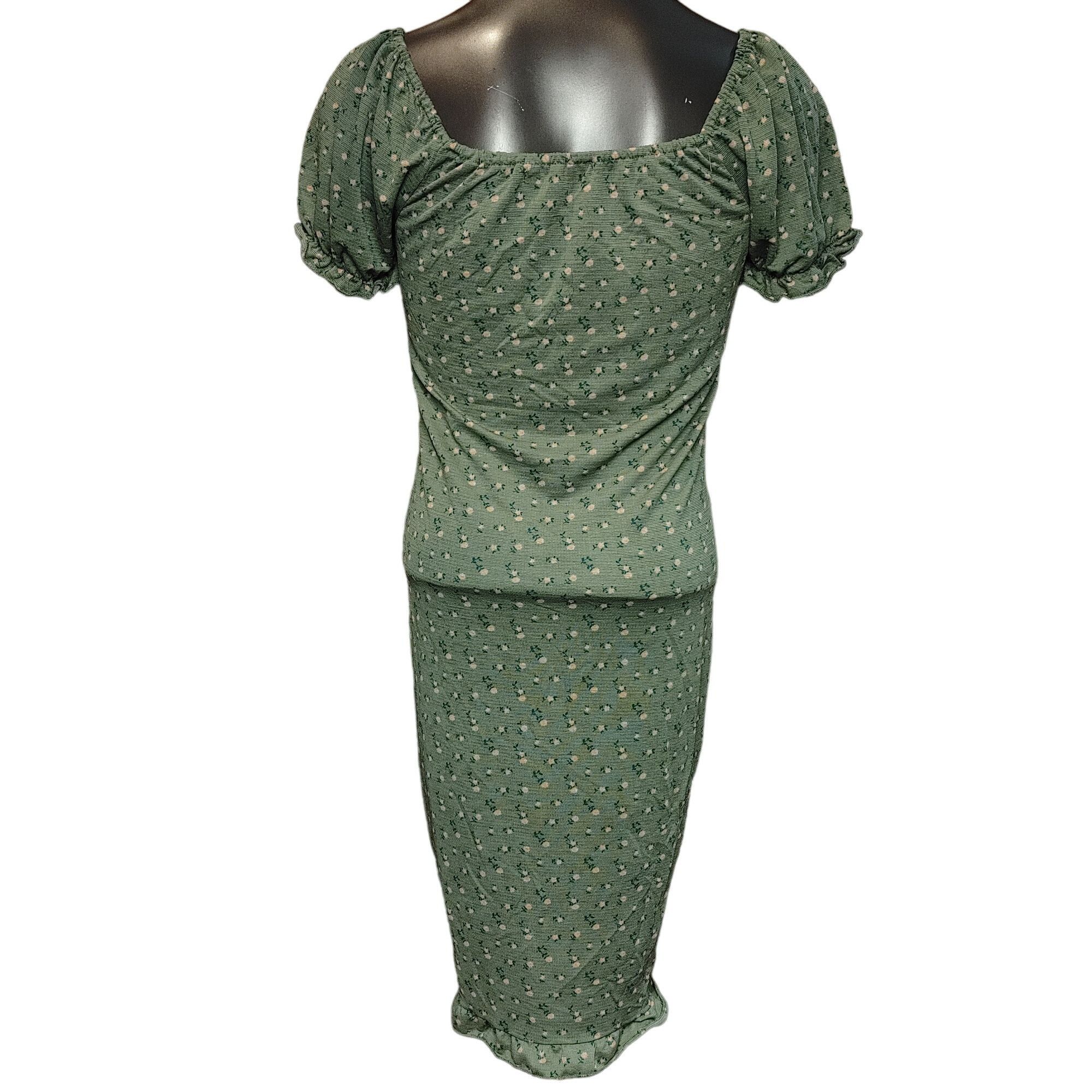 Other Liberty Love Women's Green Floral Rouched Cottage Core Summe Size L / US 10 / IT 46 - 2 Thumbnail