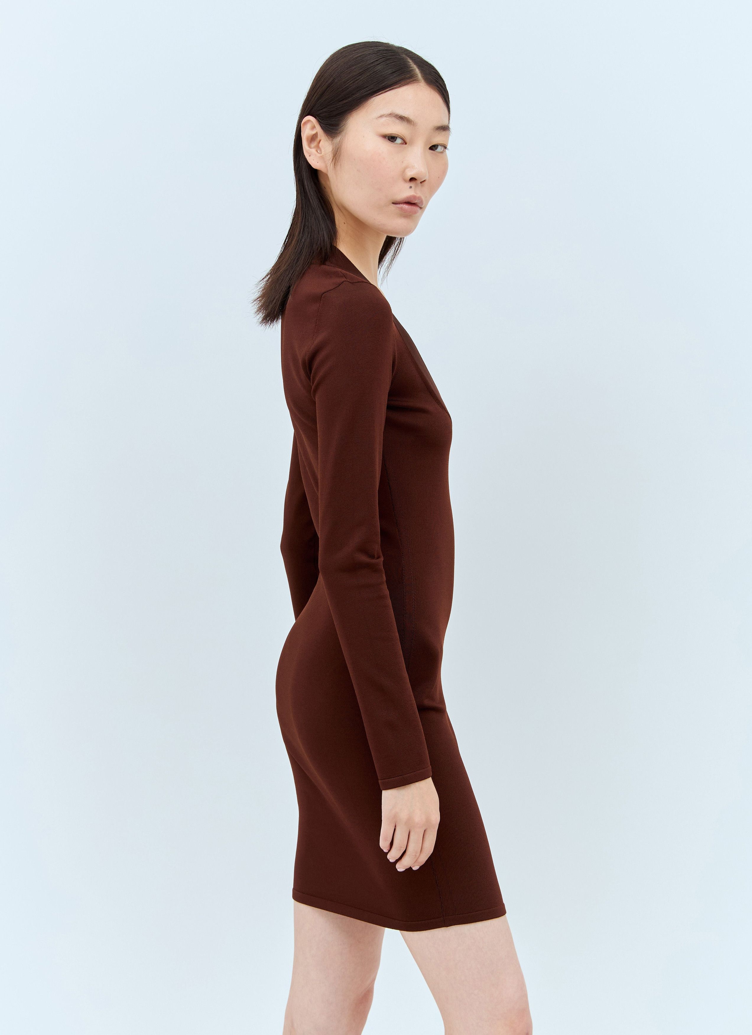 Saint Laurent Paris oc11z0226 782641 Décolleté Knit Dress in Brown Size S / US 4 / IT 40 - 3 Thumbnail