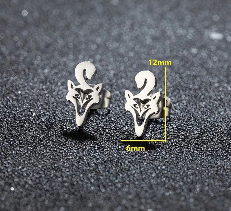 Jewelry Funny Fox Mini Stud Earrings Charm Earring Gift Size ONE SIZE - 2 Thumbnail