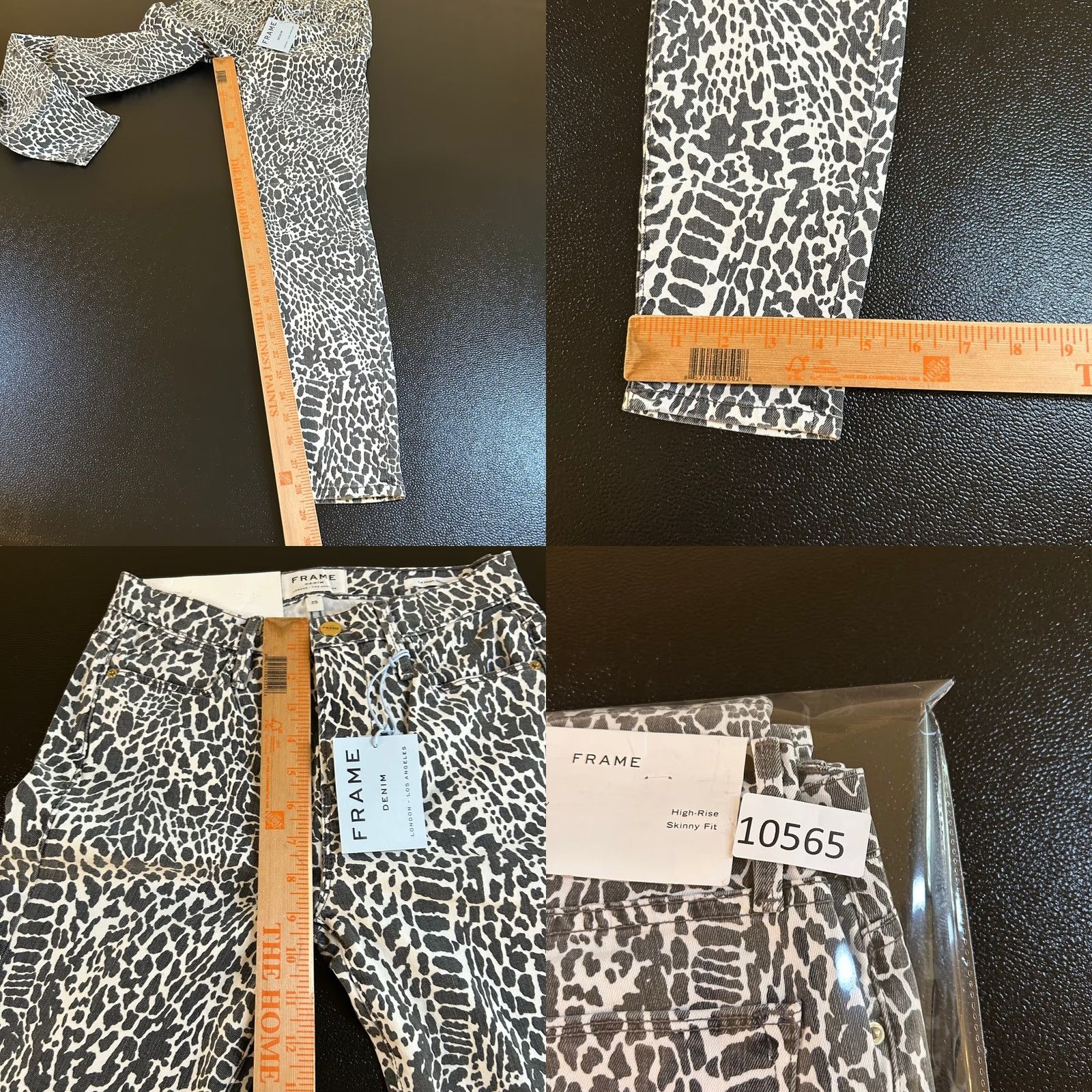 Frame FRAME Le High Skinny Jeans Womens 25 Gray White Animal Print High Rise NWT Jeans Size 42" / US 20 - 9 Thumbnail