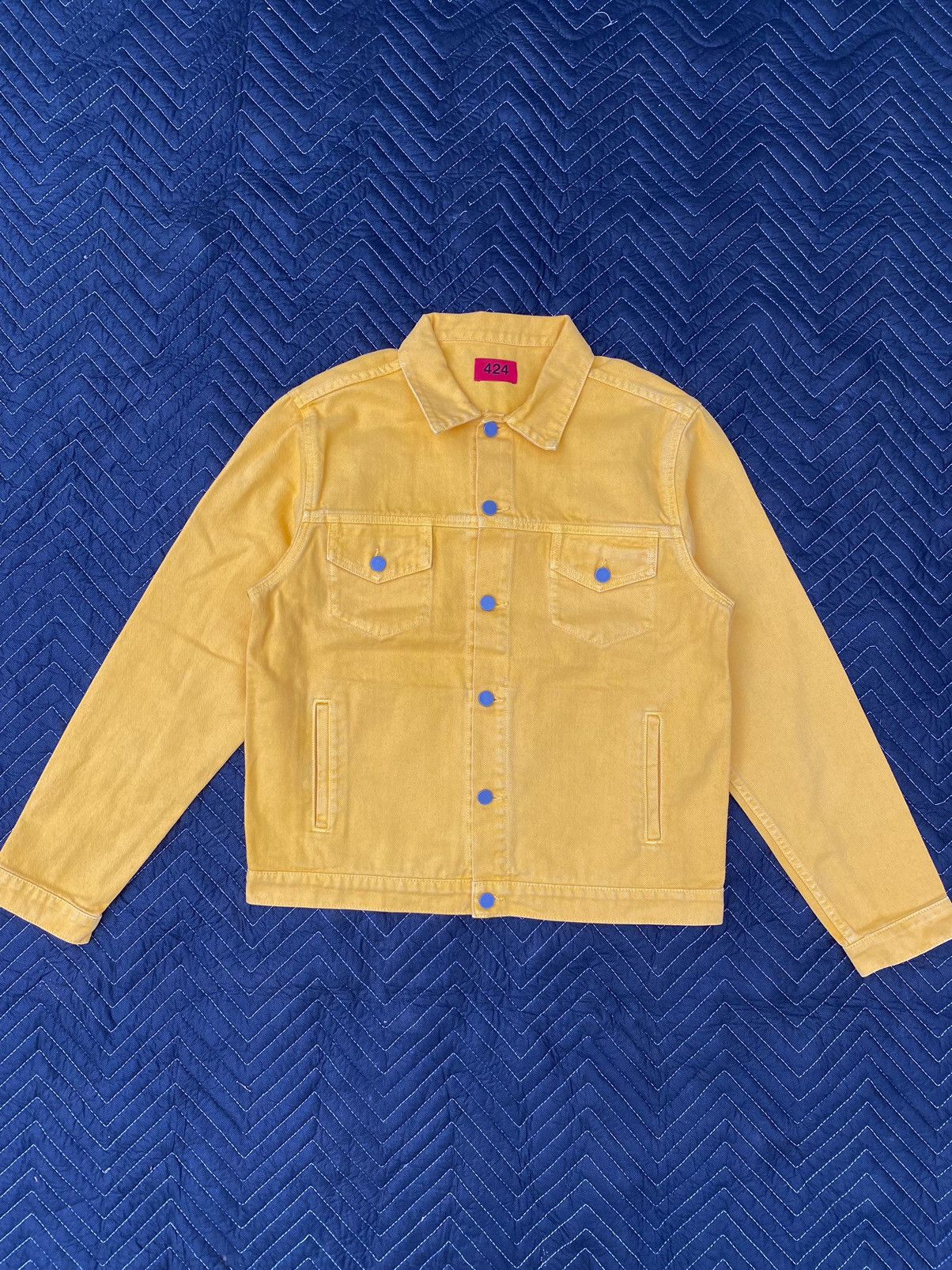 image of 424 On Fairfax 424 Yellow Denim Jacket, Men's (Size Medium)