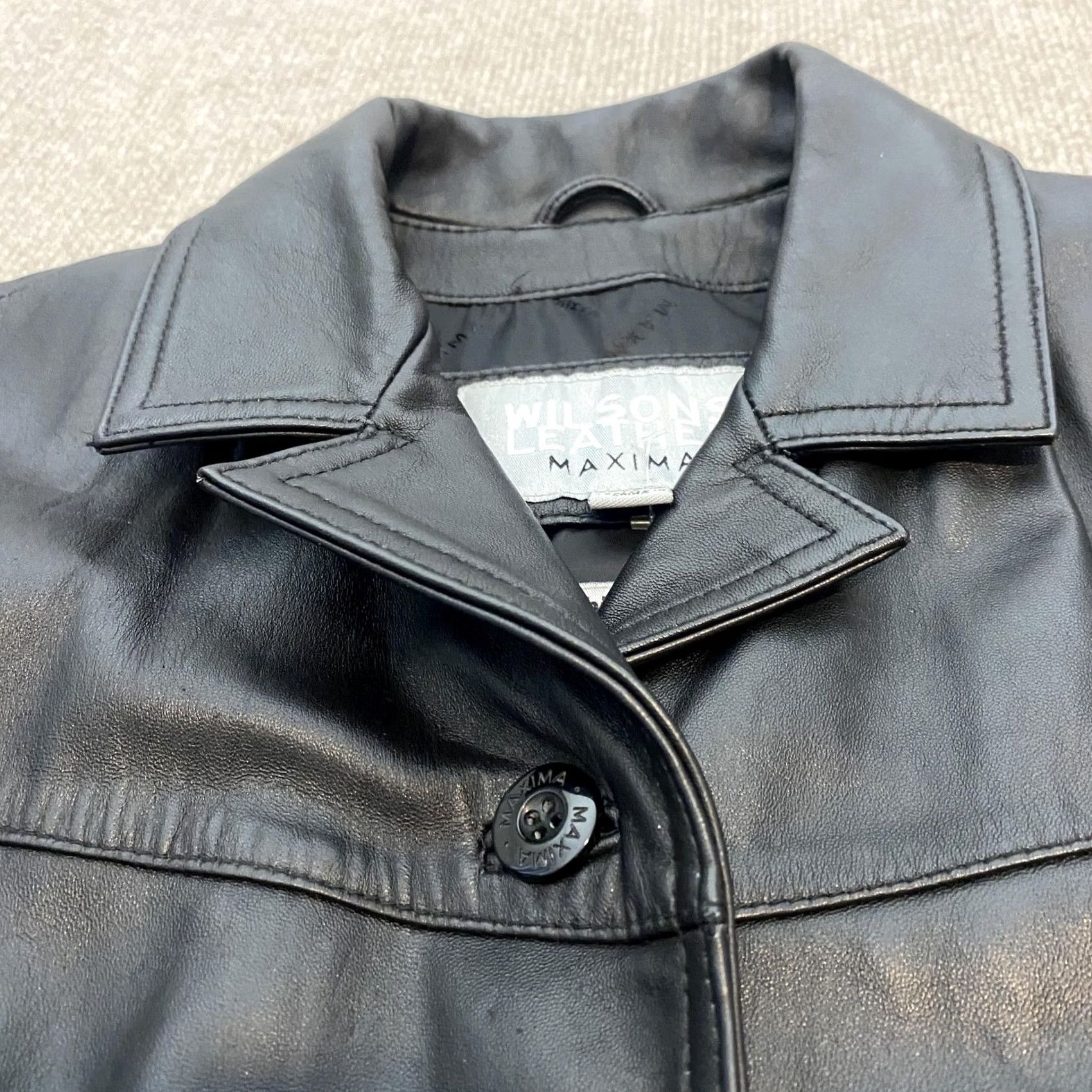Vintage Wilsons Leather Jacket Womens Small Black Thinsulate Lined Button Collared Moto Jacket Size S / US 4 / IT 40 - 2 Thumbnail