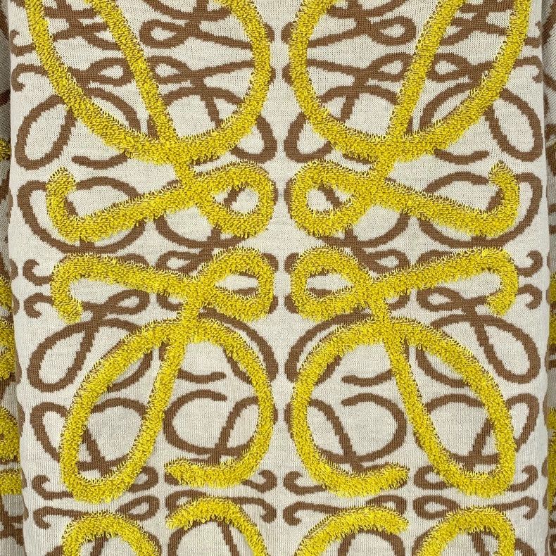 Loewe Loewe Yellow logo jacquard full print wool round neck long Size XS / US 0-2 / IT 36-38 - 4 Thumbnail