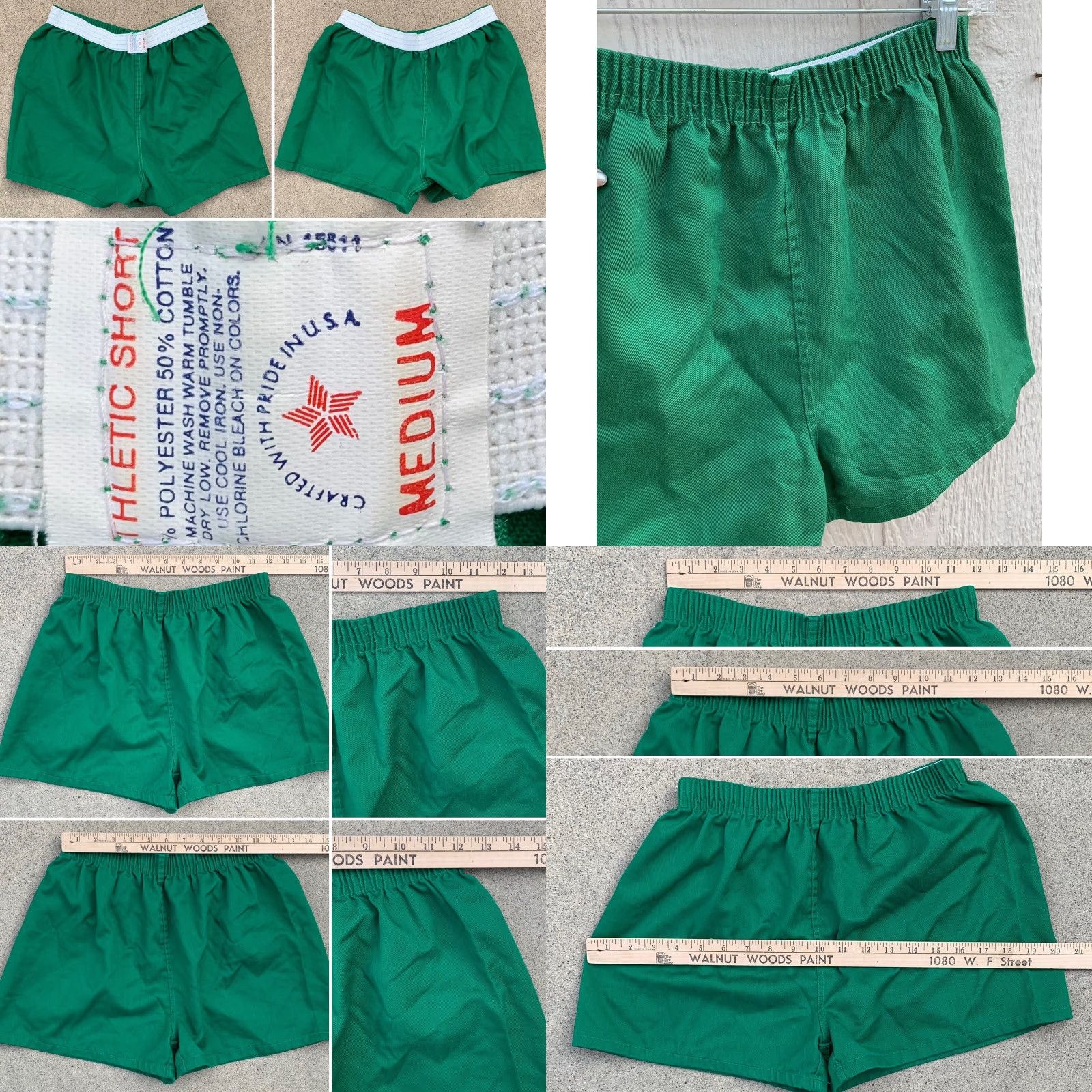 Vintage VINTAGE Jefferson Knitting Mills Inc athletic short shorts PE shorts M green USA Size US 31 - 8 Thumbnail
