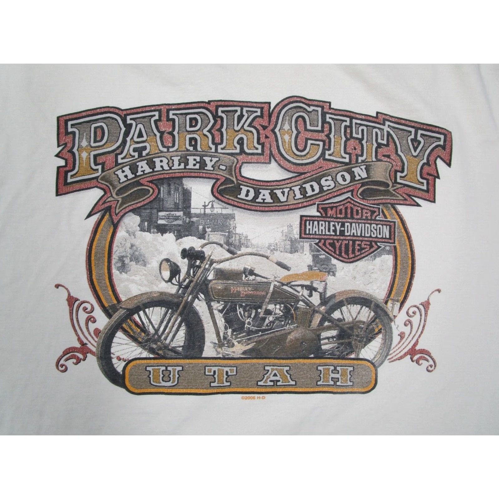 Hanes Harley Davidson Shirt XL White Park City Utah Distressed USA Mens Size US XL / EU 56 / 4 - 5 Thumbnail
