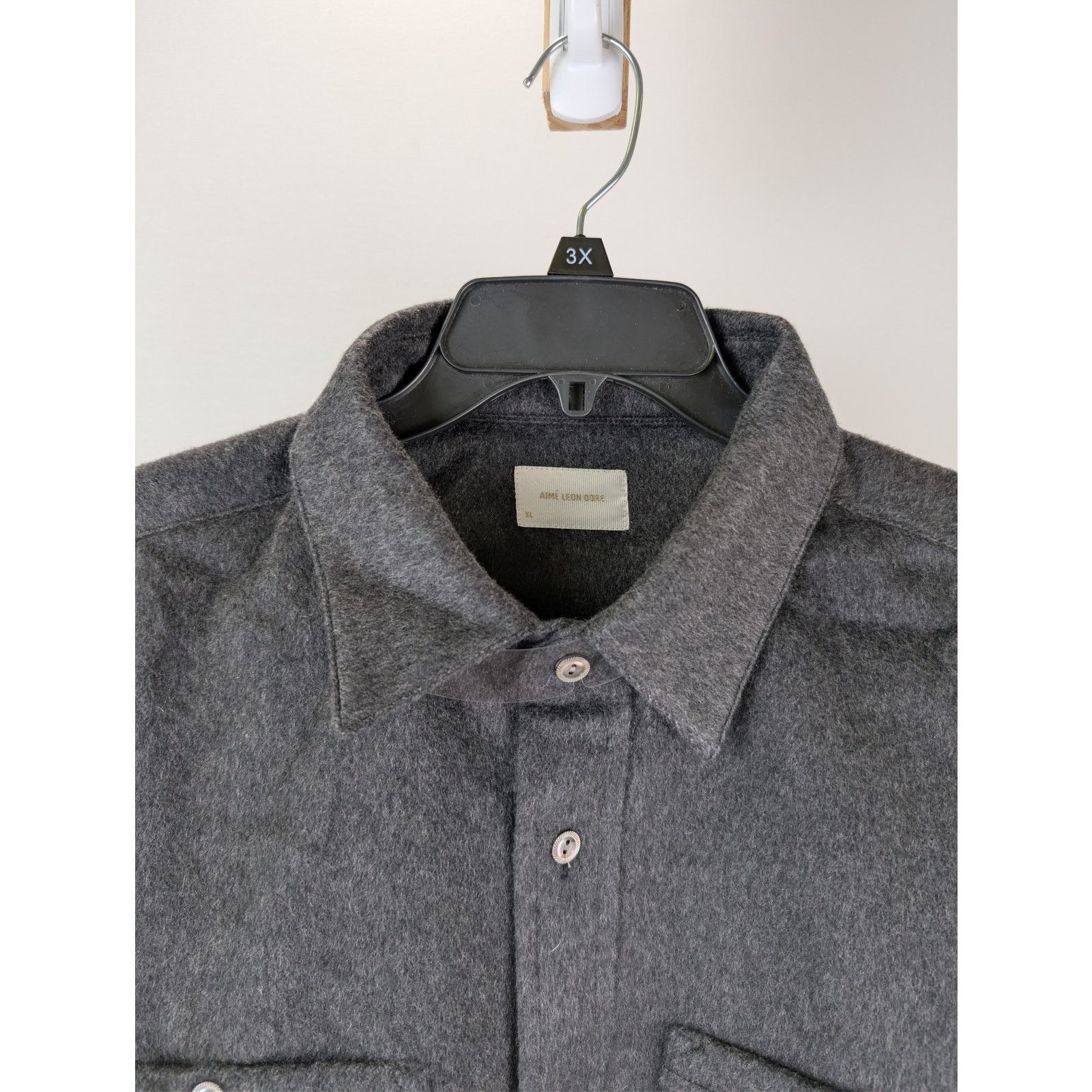 Aime Leon Dore o1rshd1 Cashmere Field Shirt in Graphite Size US XL / EU 56 / 4 - 7 Thumbnail