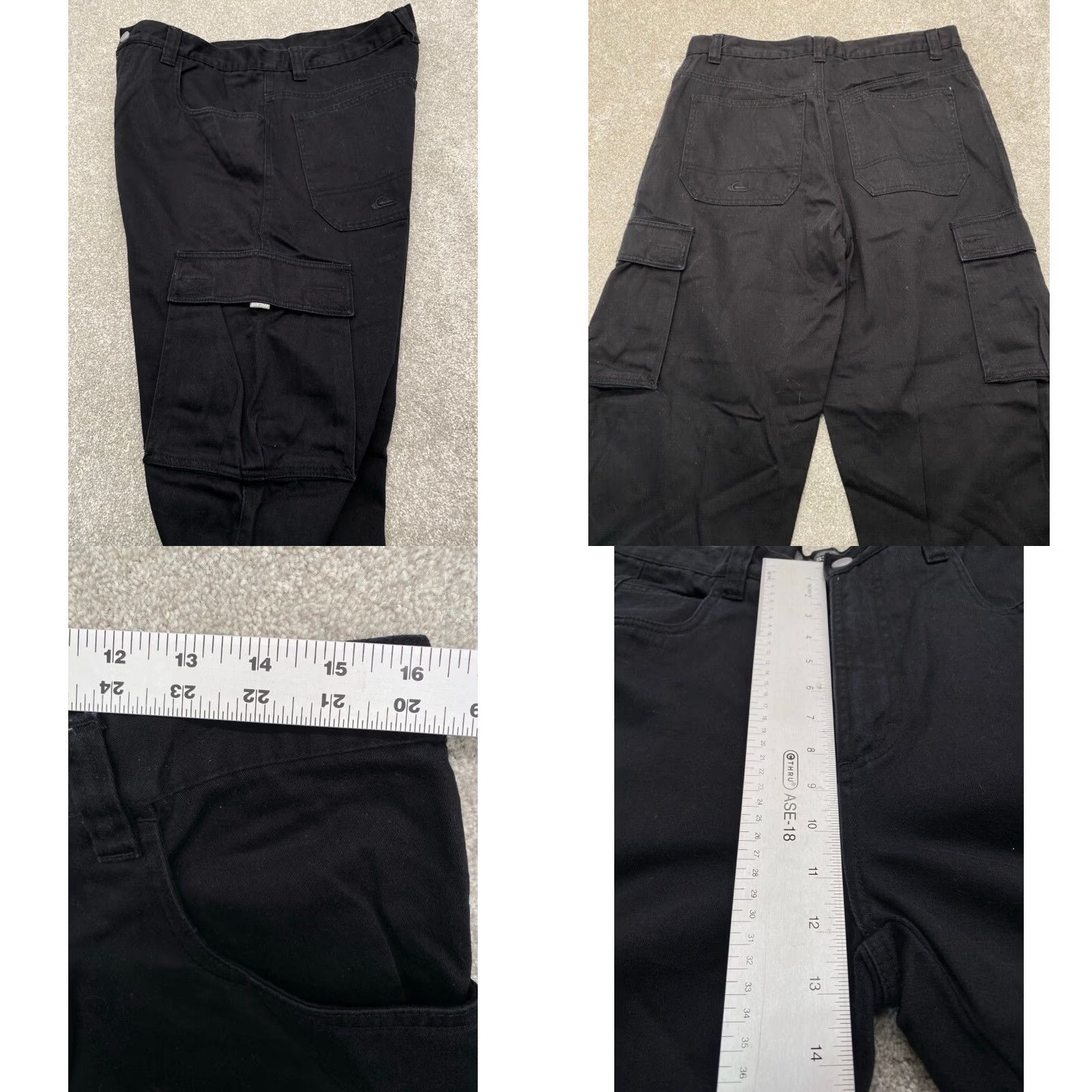 Quiksilver VINTAGE Quicksilver Men's Cargo Pants 33x32 Straight Leg 100% Cotton Black 4297 Size US 33 - 8 Thumbnail