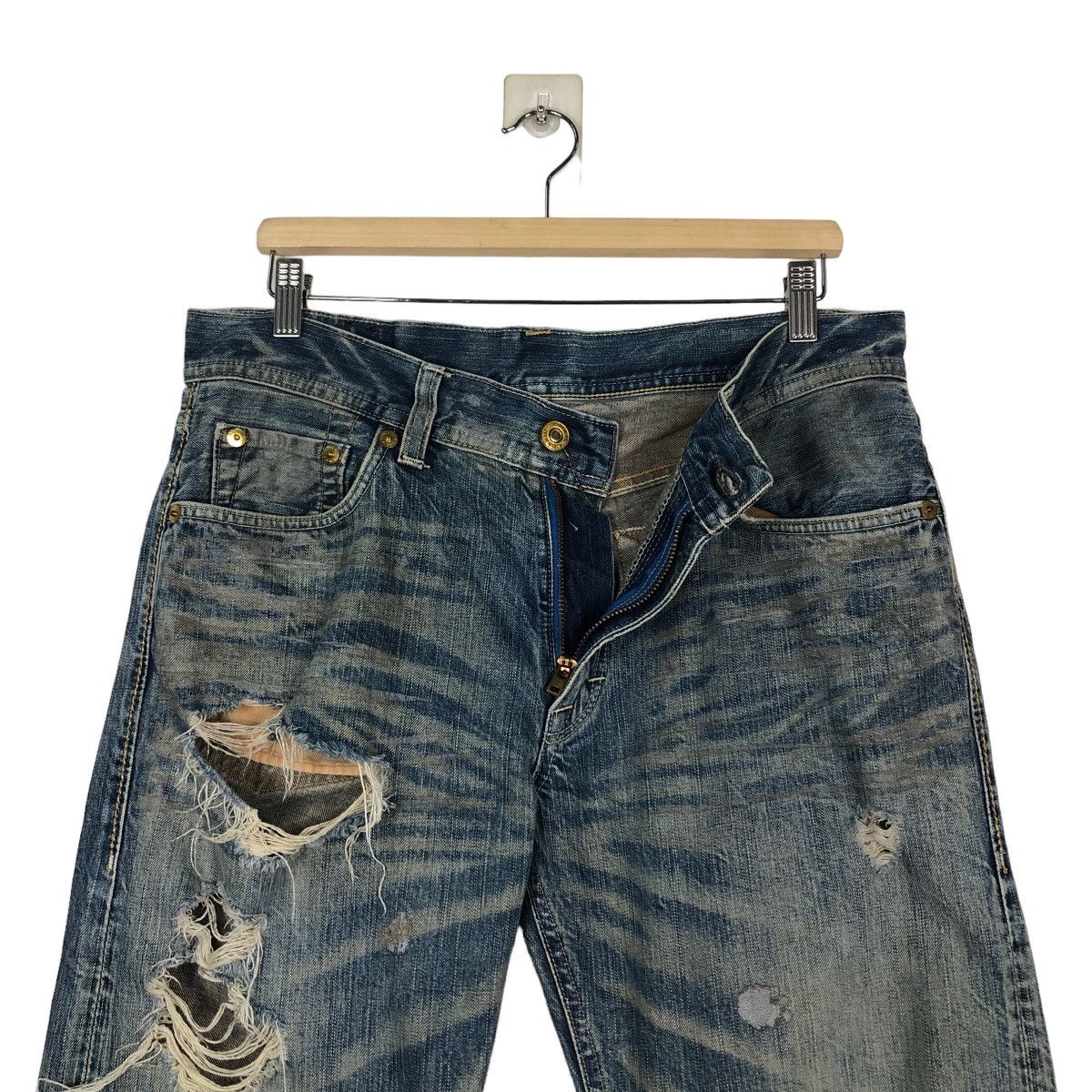 Japanese Brand 🔥Rusty Holes Punk Denim Biker Denim Craft Japan Made Size US 34 / EU 50 - 16 Thumbnail