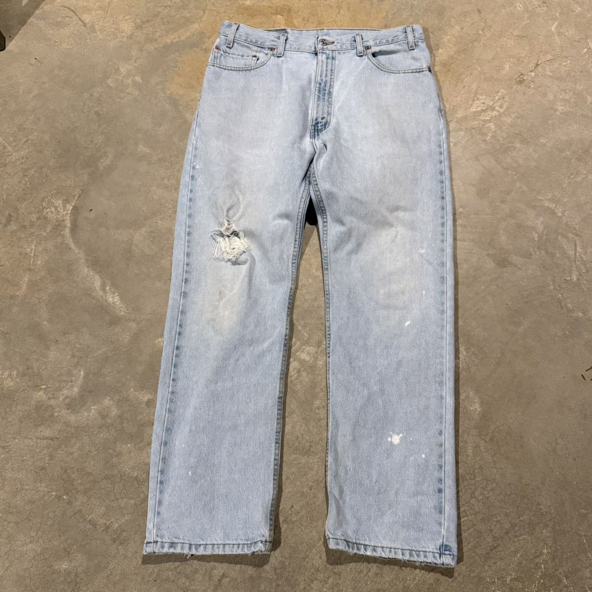 Levi's Vtg 1990s Levi’s 505 Faded Distressed Jeans USA Grunge ERD Size US 35 - 2 Thumbnail