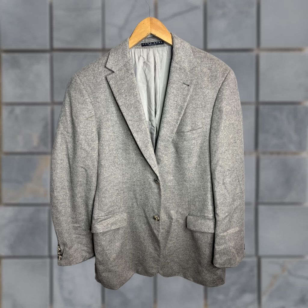 Hugo Boss HUGO BOSS Blazer Mens 40 Gray Cashmere Sport Coat Made In USA Classic Jacket Size 40R - 1 Thumbnail